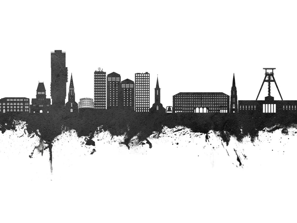 Bochum Germany Skyline Black & White