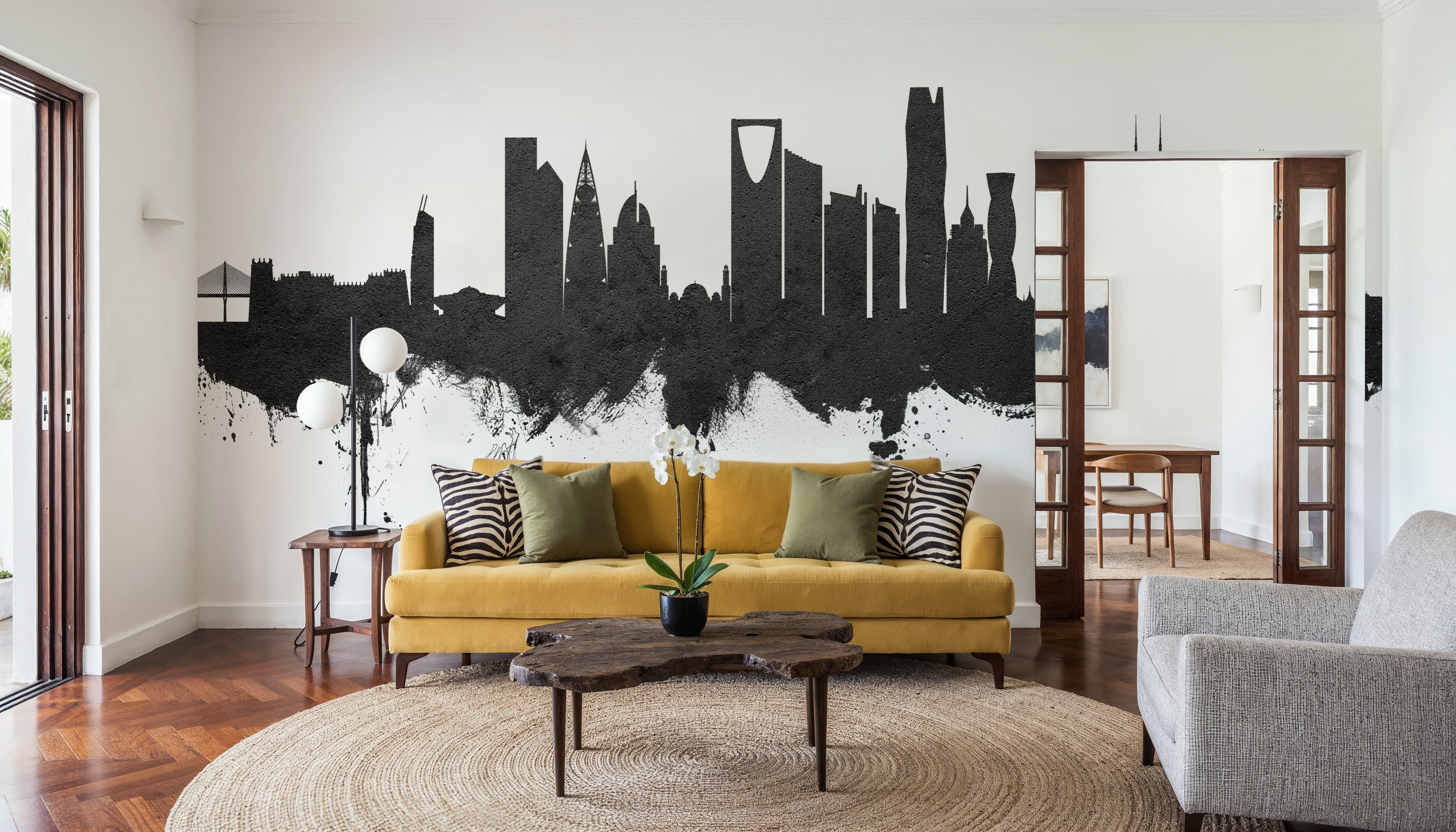 Riyadh Saudi Arabia Skyline Black & White, Wallpaper