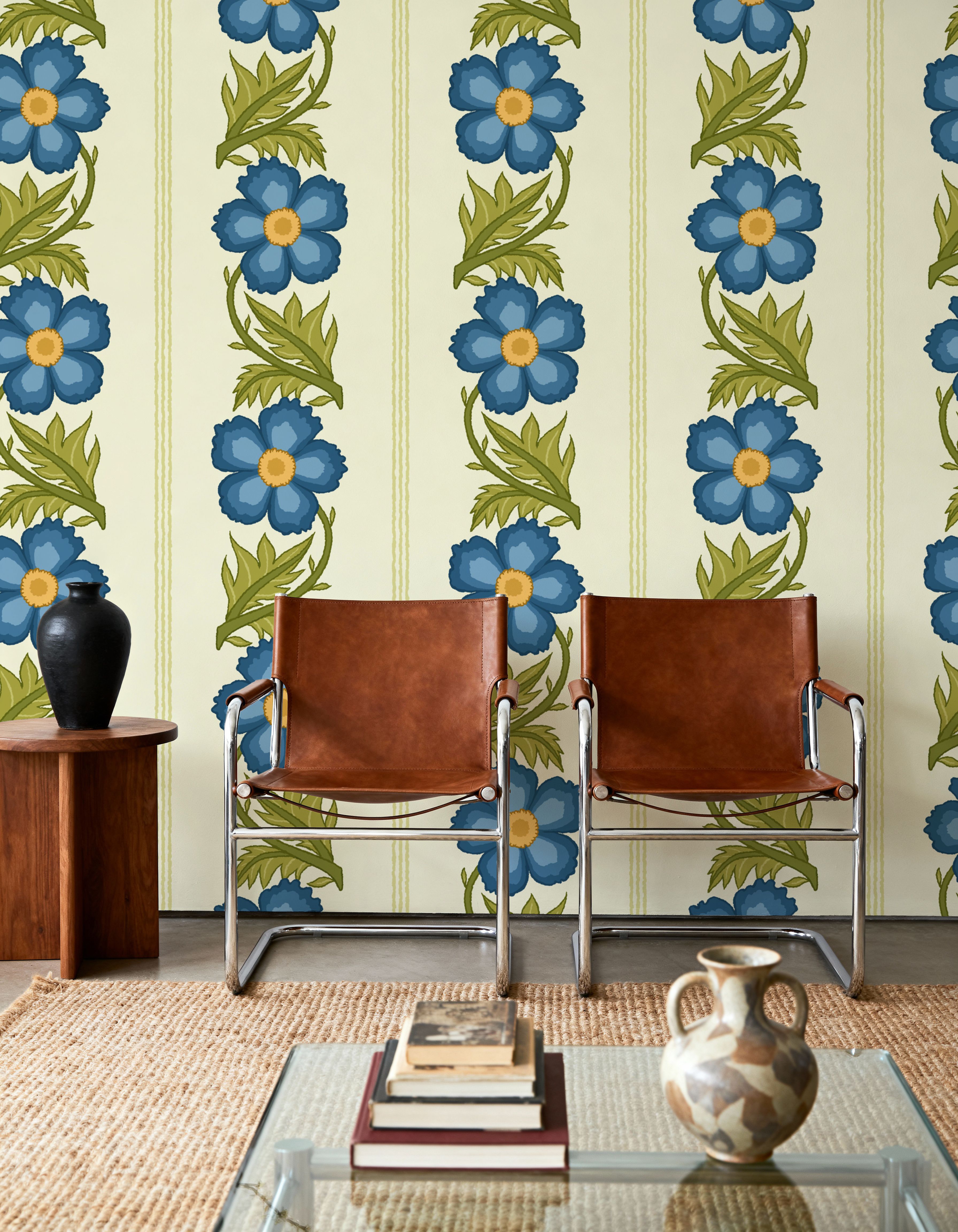 Floral Stripe, Blue