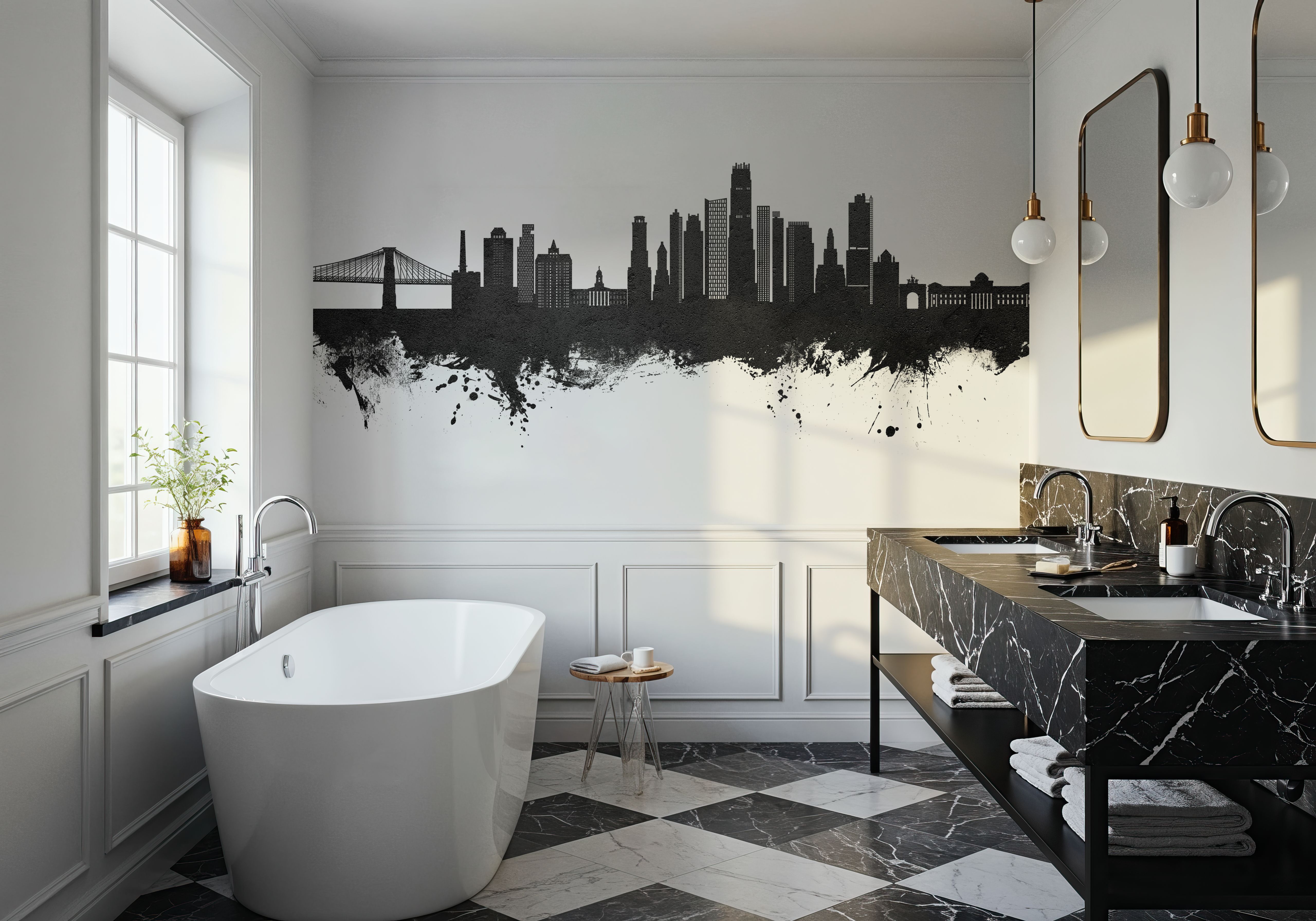 Brooklyn New York Skyline Black & White