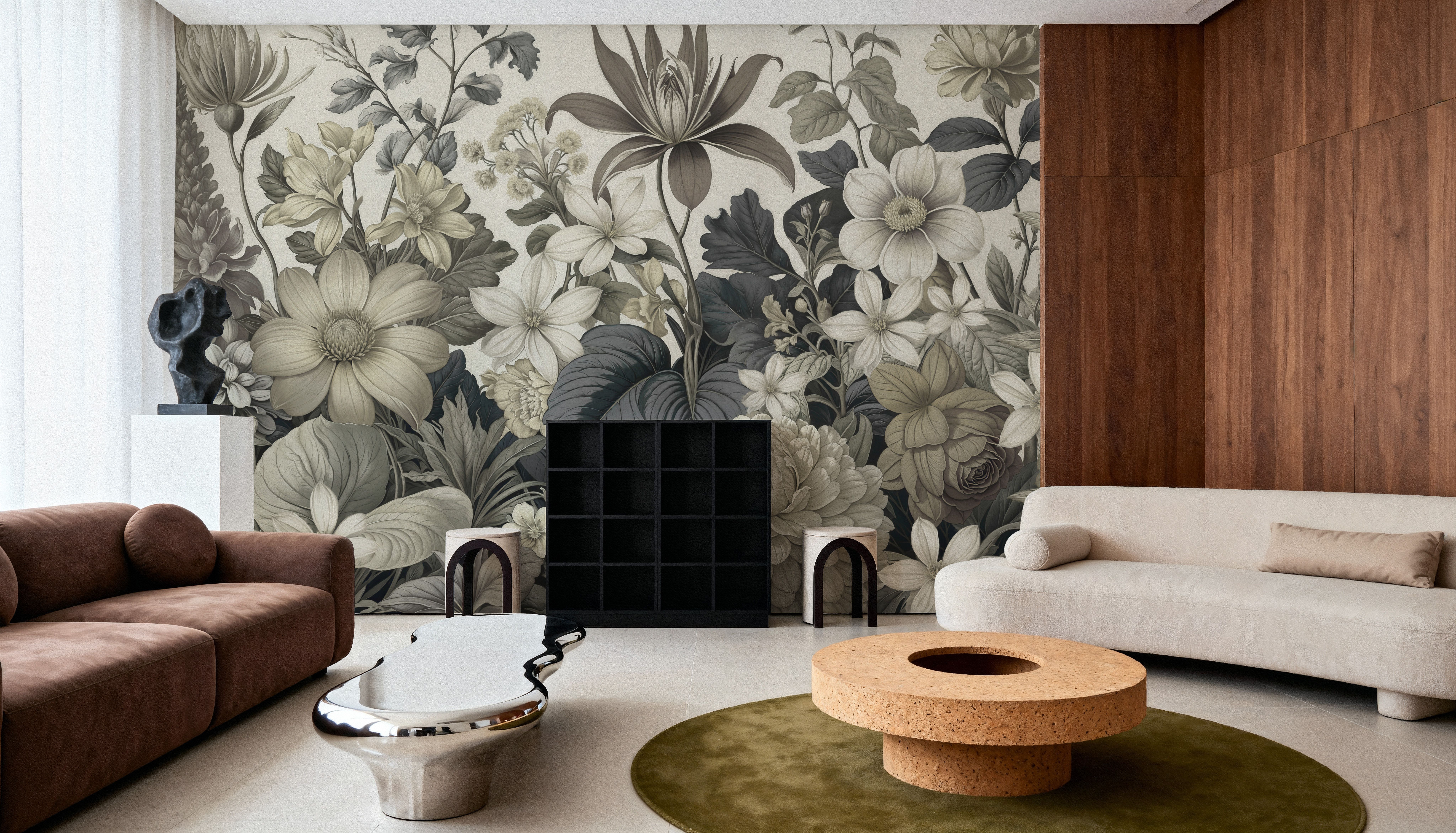 Dahlia Days, Beigy Lime, Wallpaper