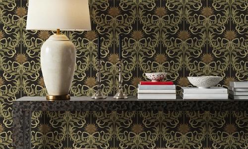 Floral Damask & Bows, Beige