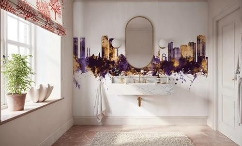 Ajman Skyline Purple & Gold