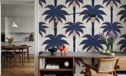 Graphic Palms, Navy