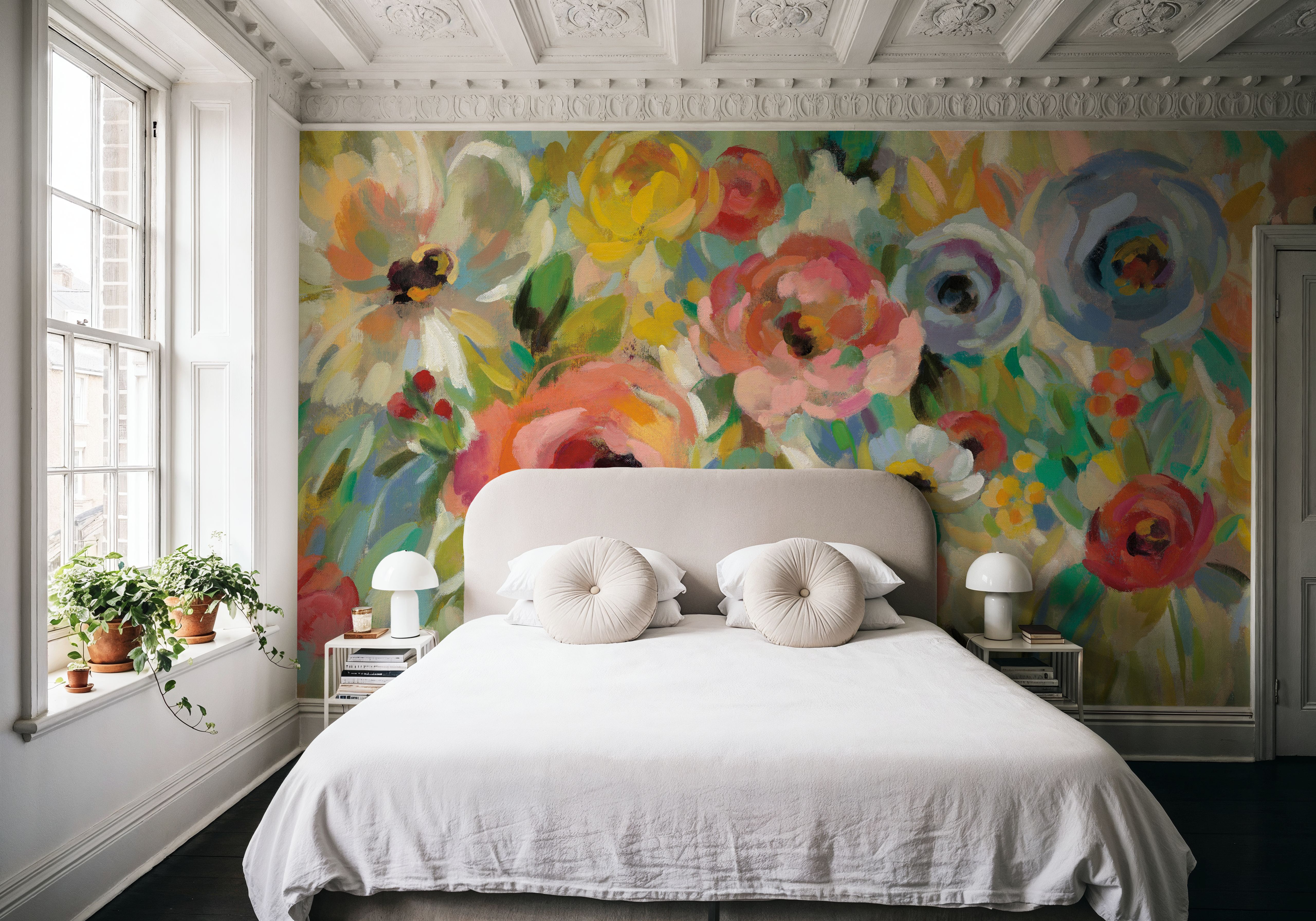 Vivid Coral Floral I, Wallpaper