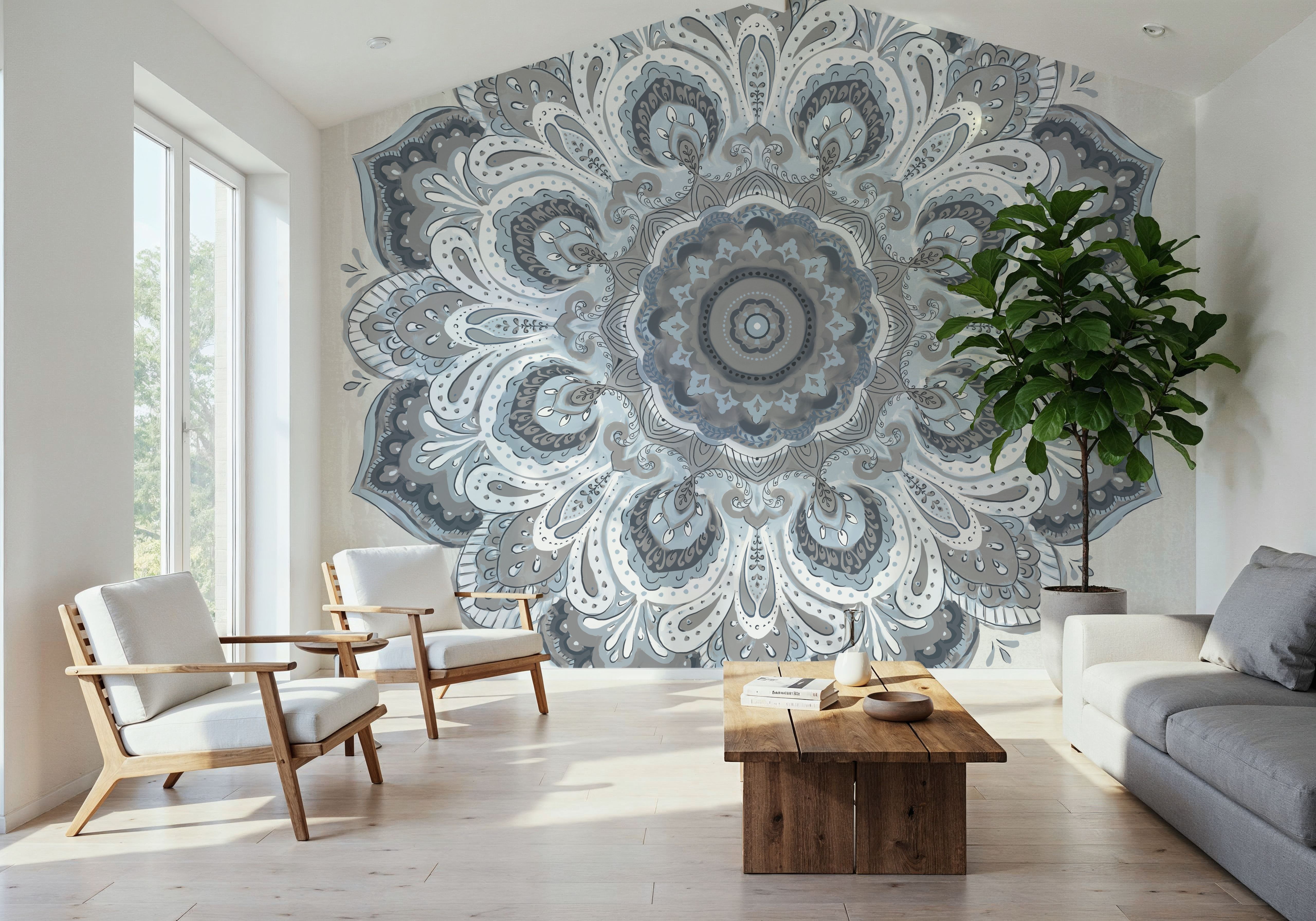 Goa Mandala II Dusty Blue, Carte da parati