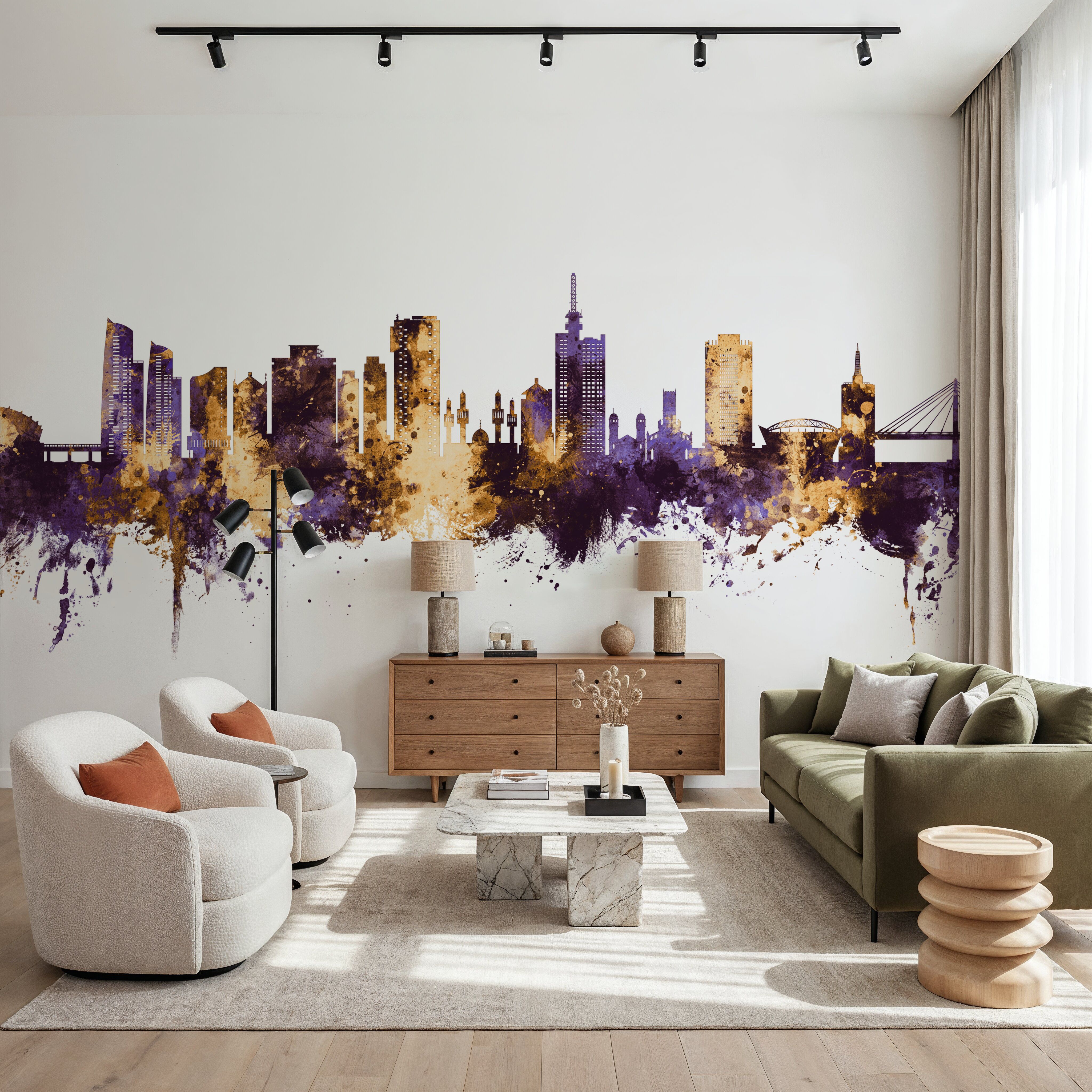 Lagos Nigeria Skyline Purple & Gold