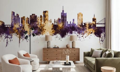 Lagos Nigeria Skyline Purple & Gold
