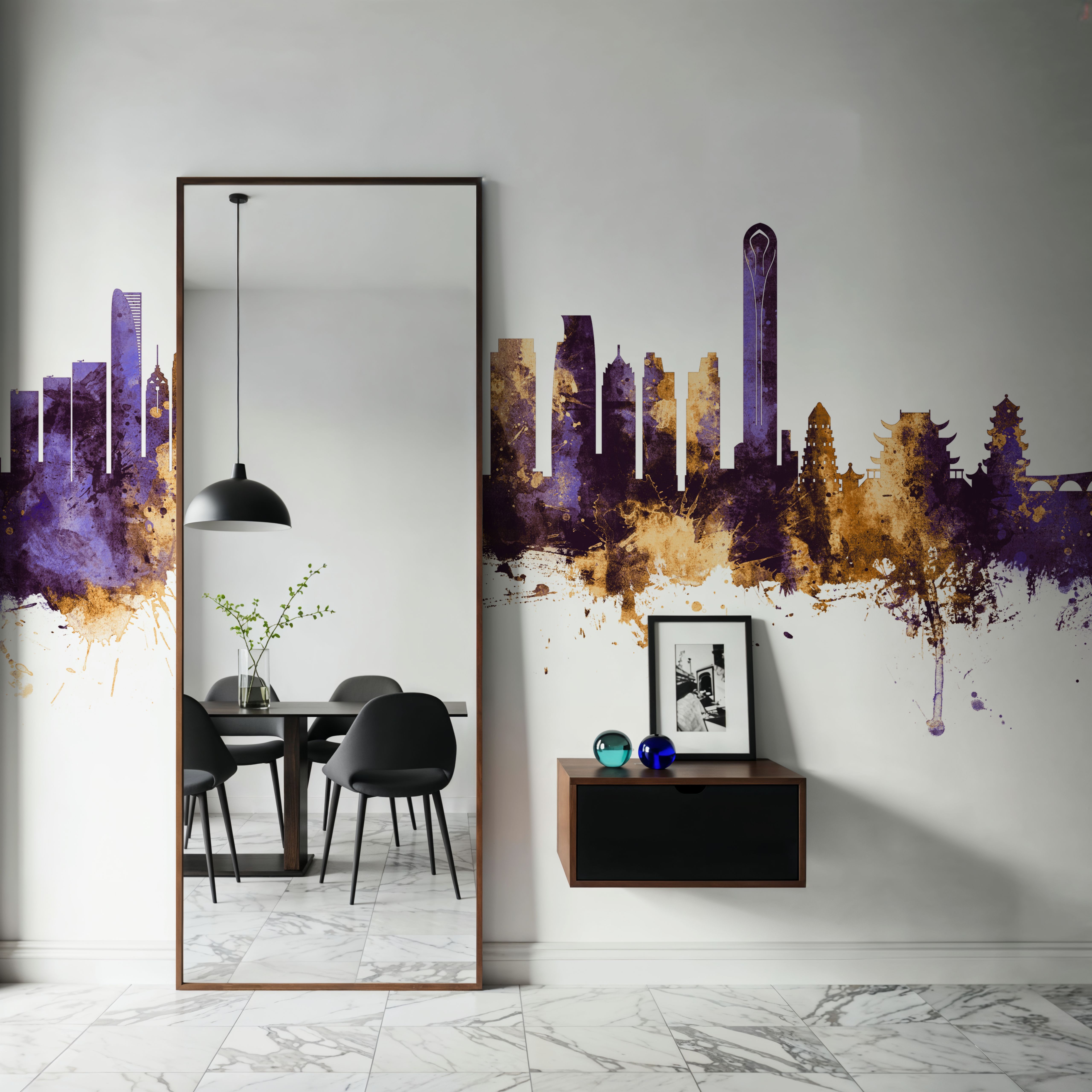 Suzhou China Skyline Purple & Gold