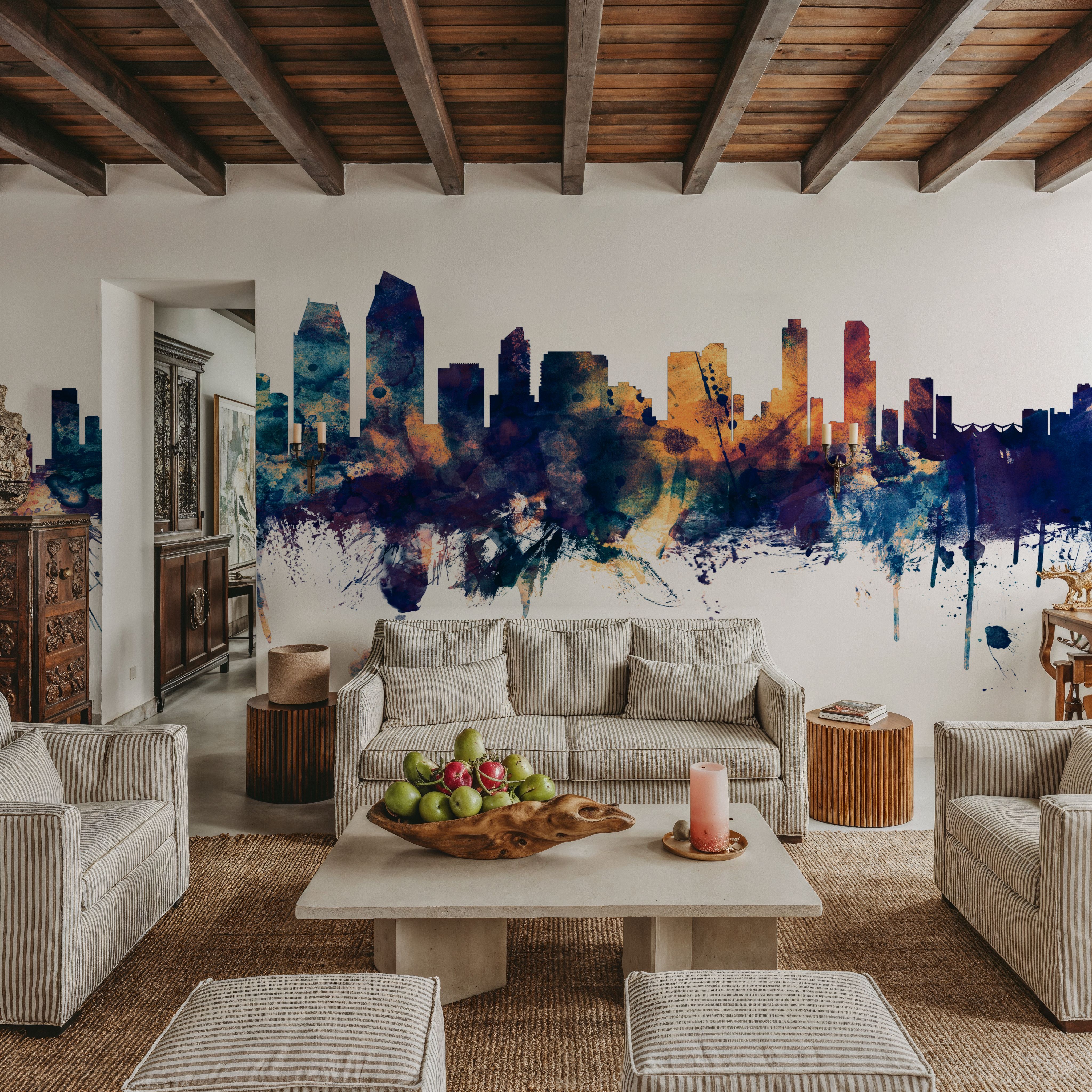 San Diego California Skyline Blue & Bronze