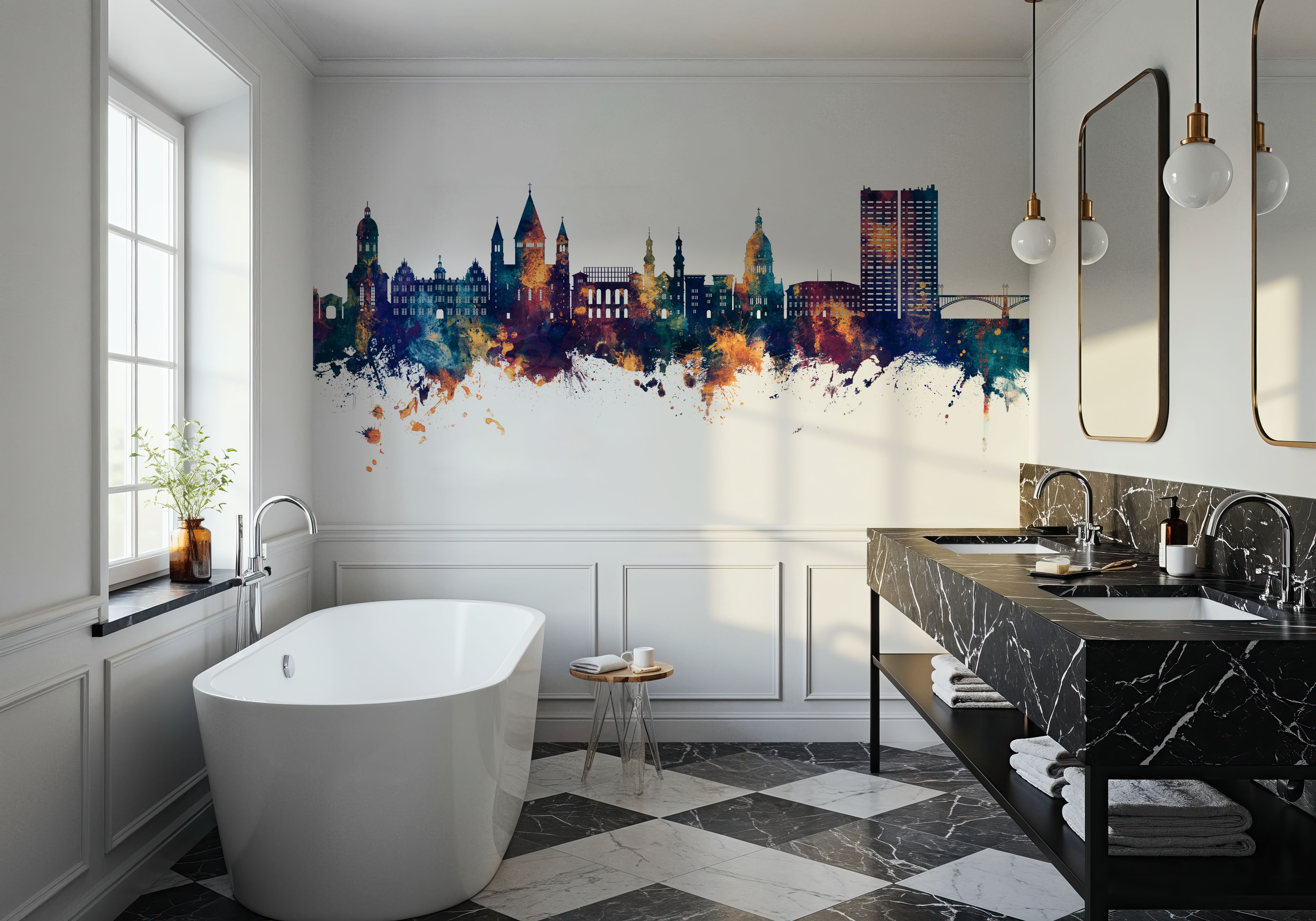 Mainz Germany Skyline Blue & Bronze