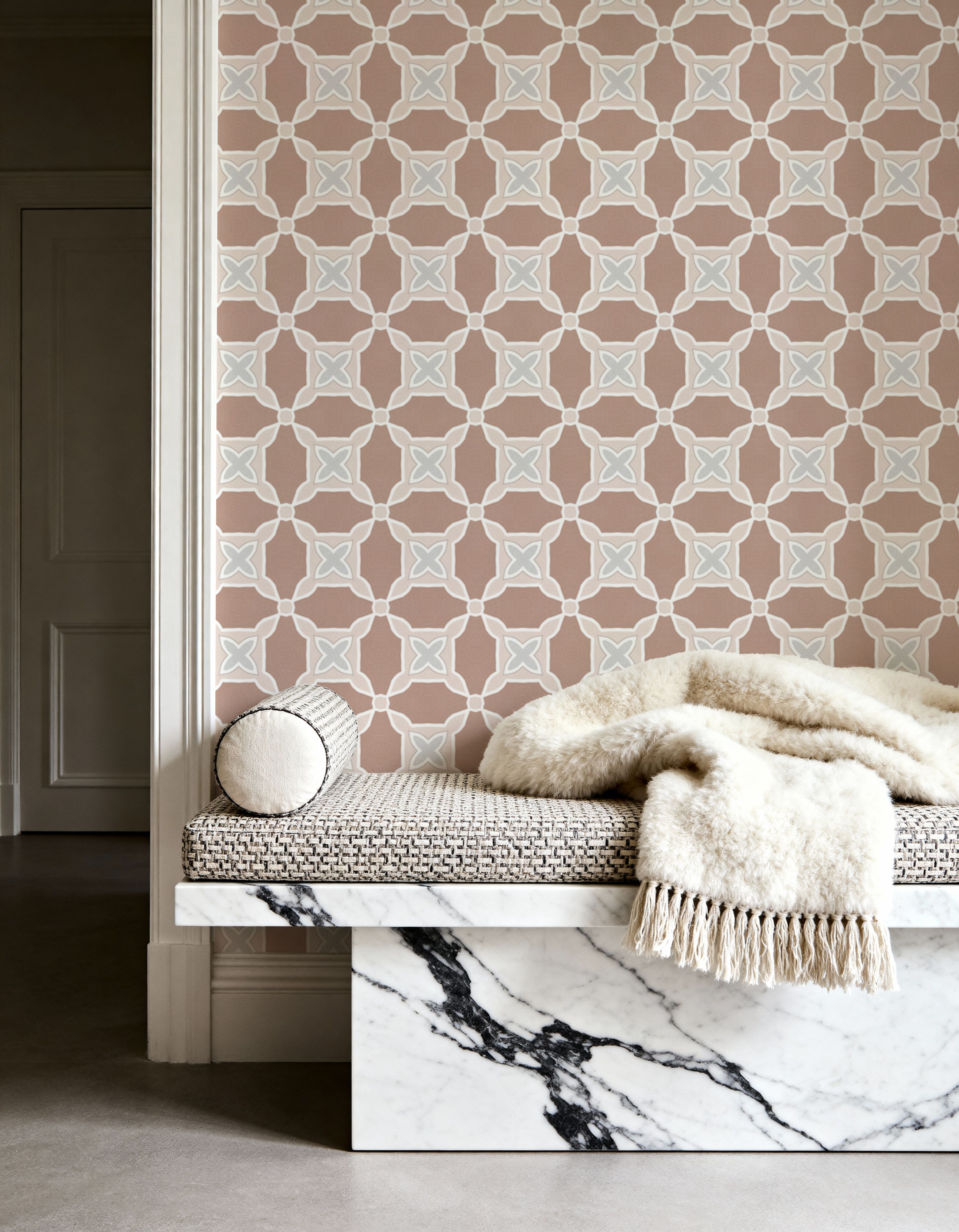 Zelij Stars Beige And Brown, Wallpaper