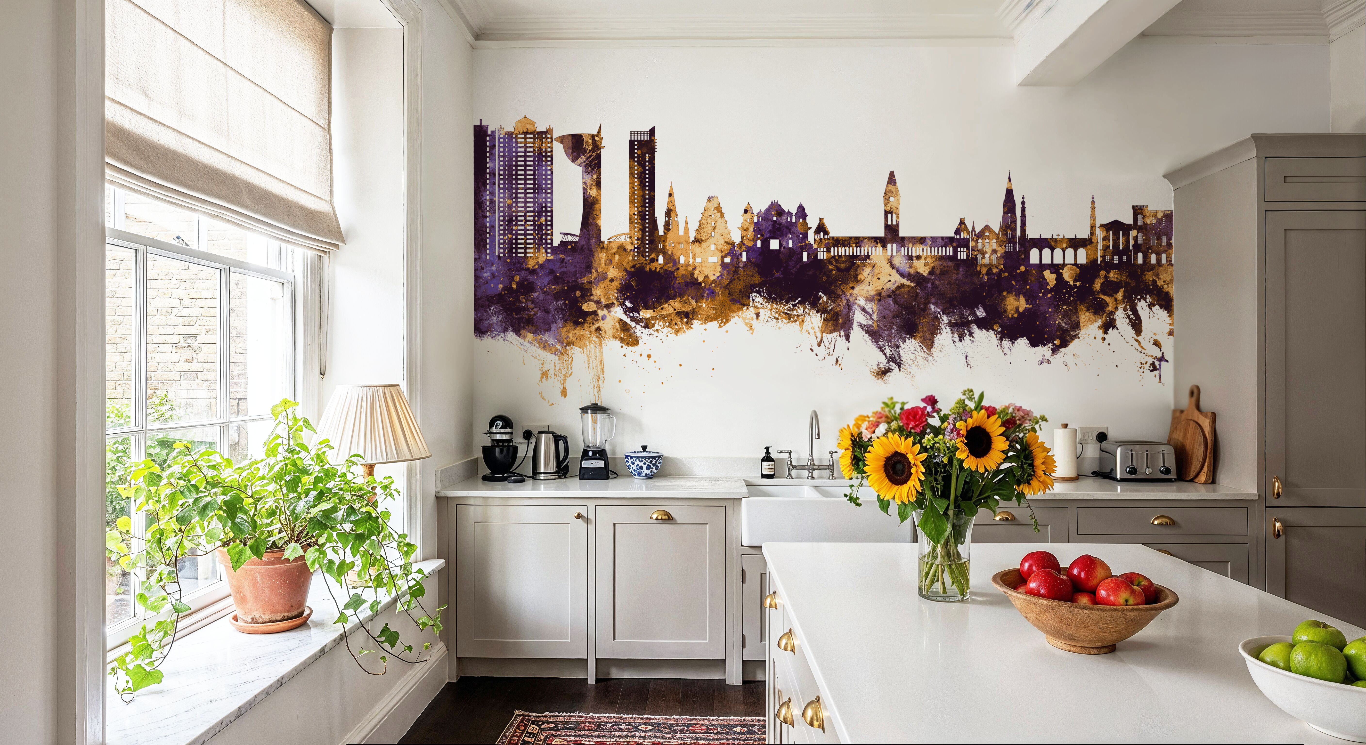 Chennai Skyline India Purple & Gold