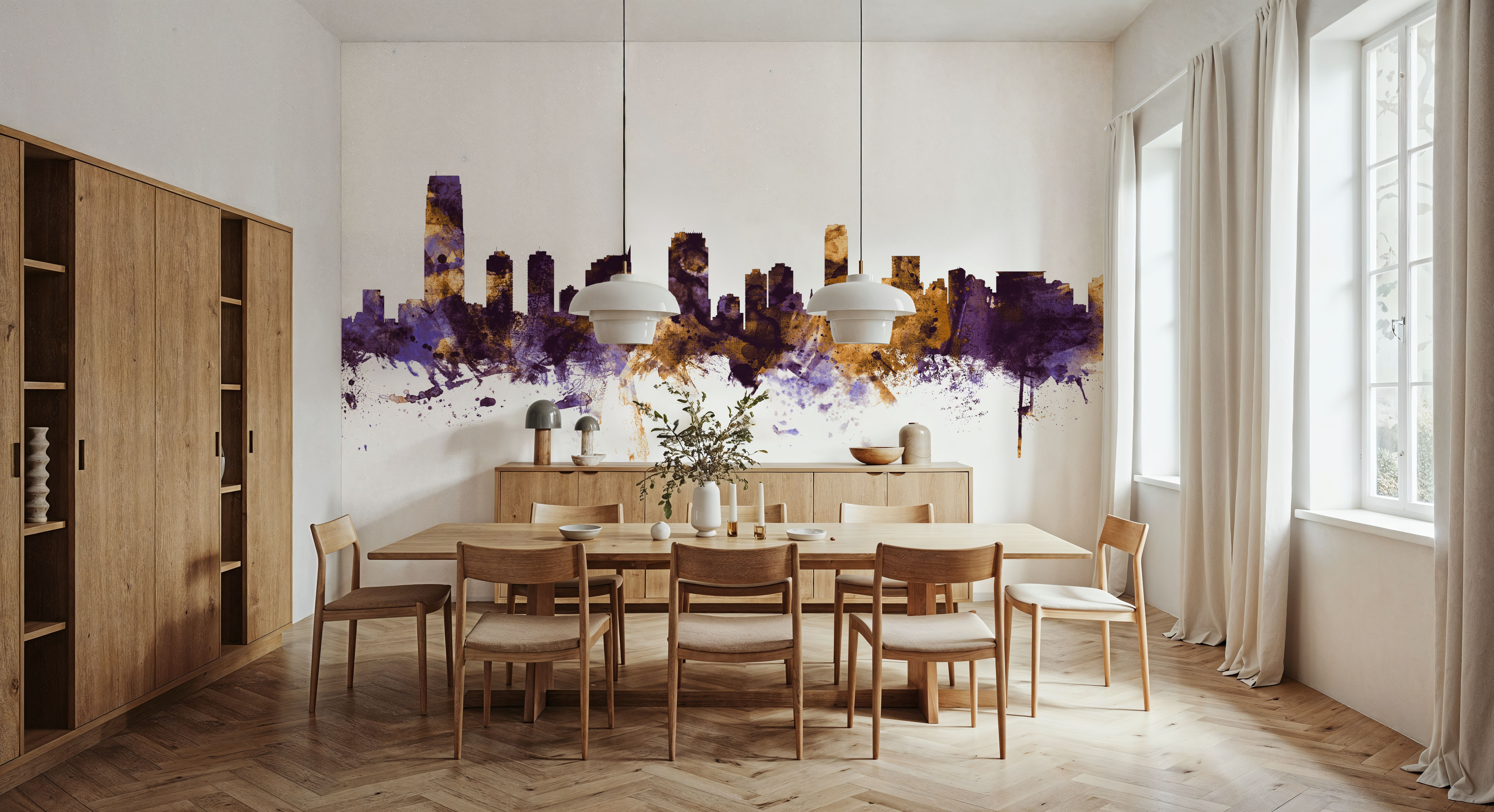 Jersey City New York Skyline Purple & Gold