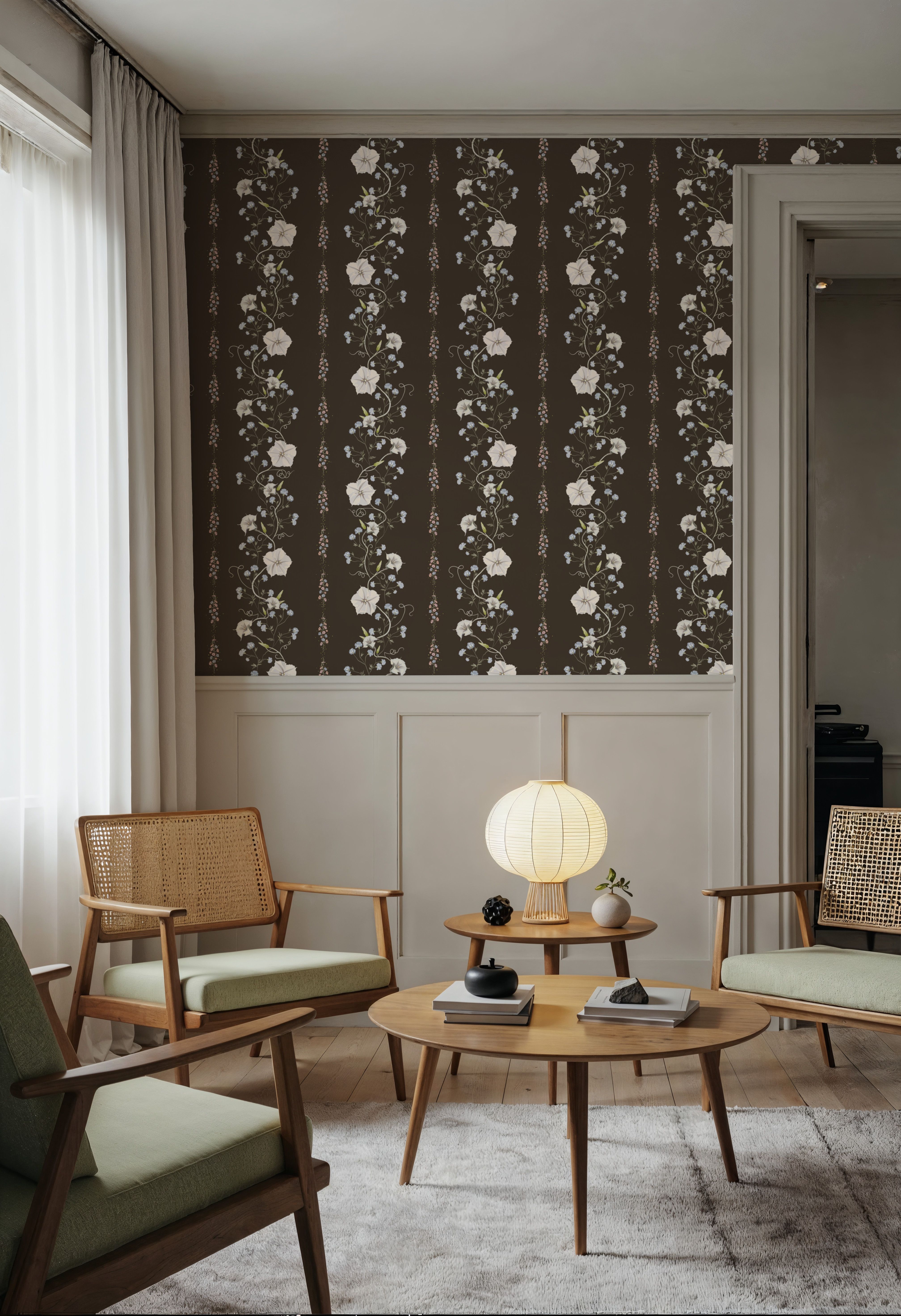 Trailing Flower Stripe, Walnut