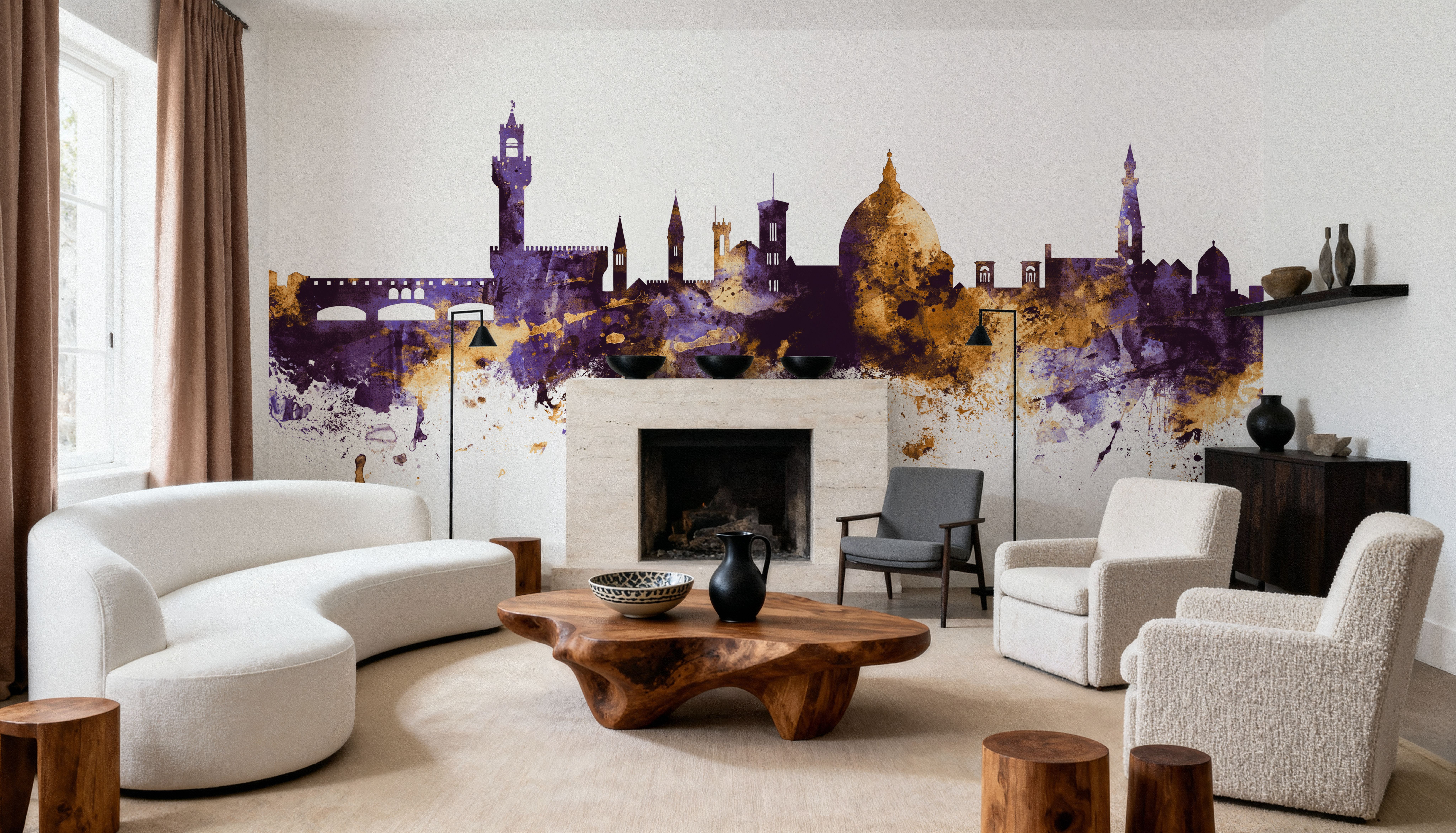 Florence Italy Skyline Purple & Gold