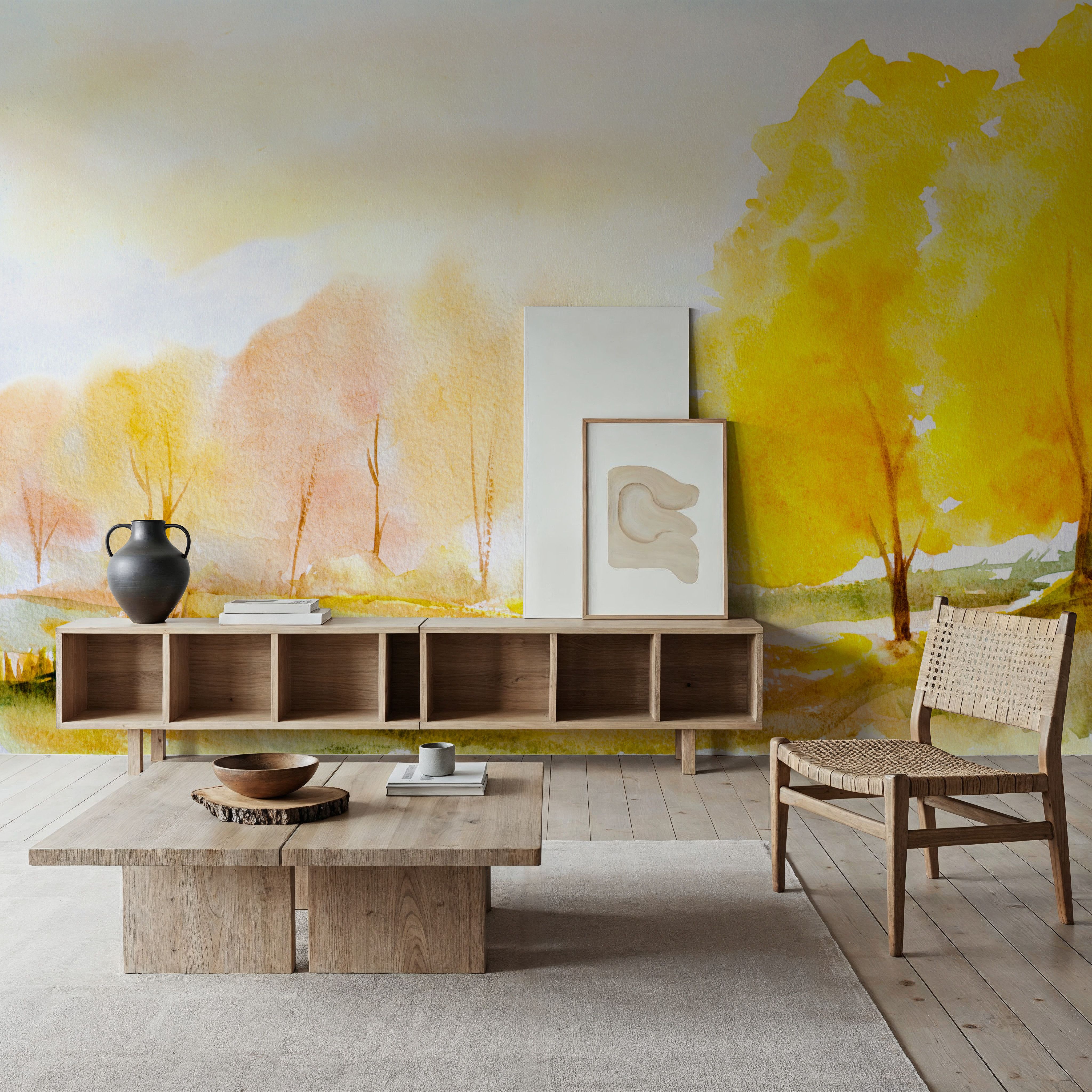 Yellow Autumn Trees, Landscape Painting