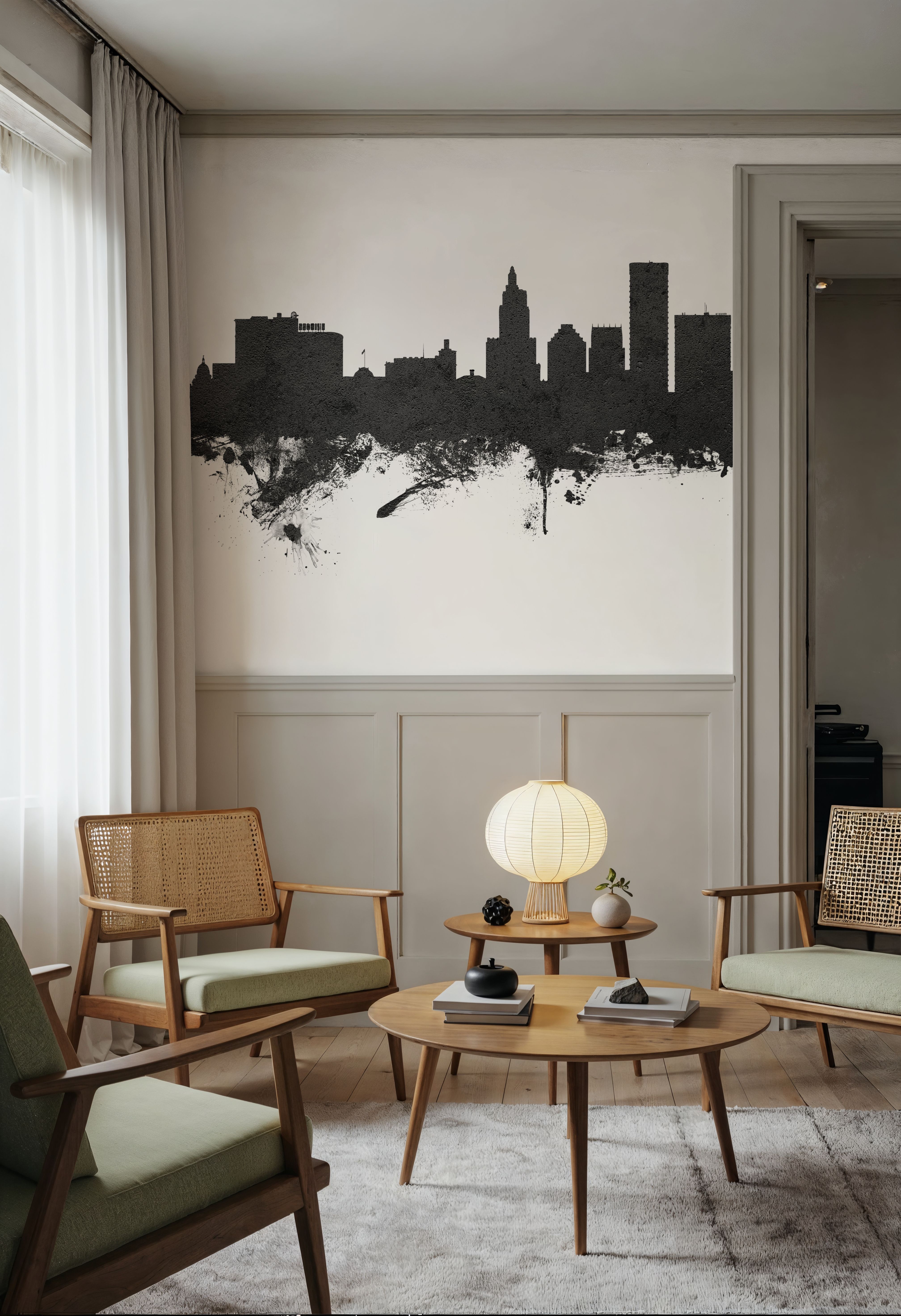 Providence Rhode Island Skyline Black & White