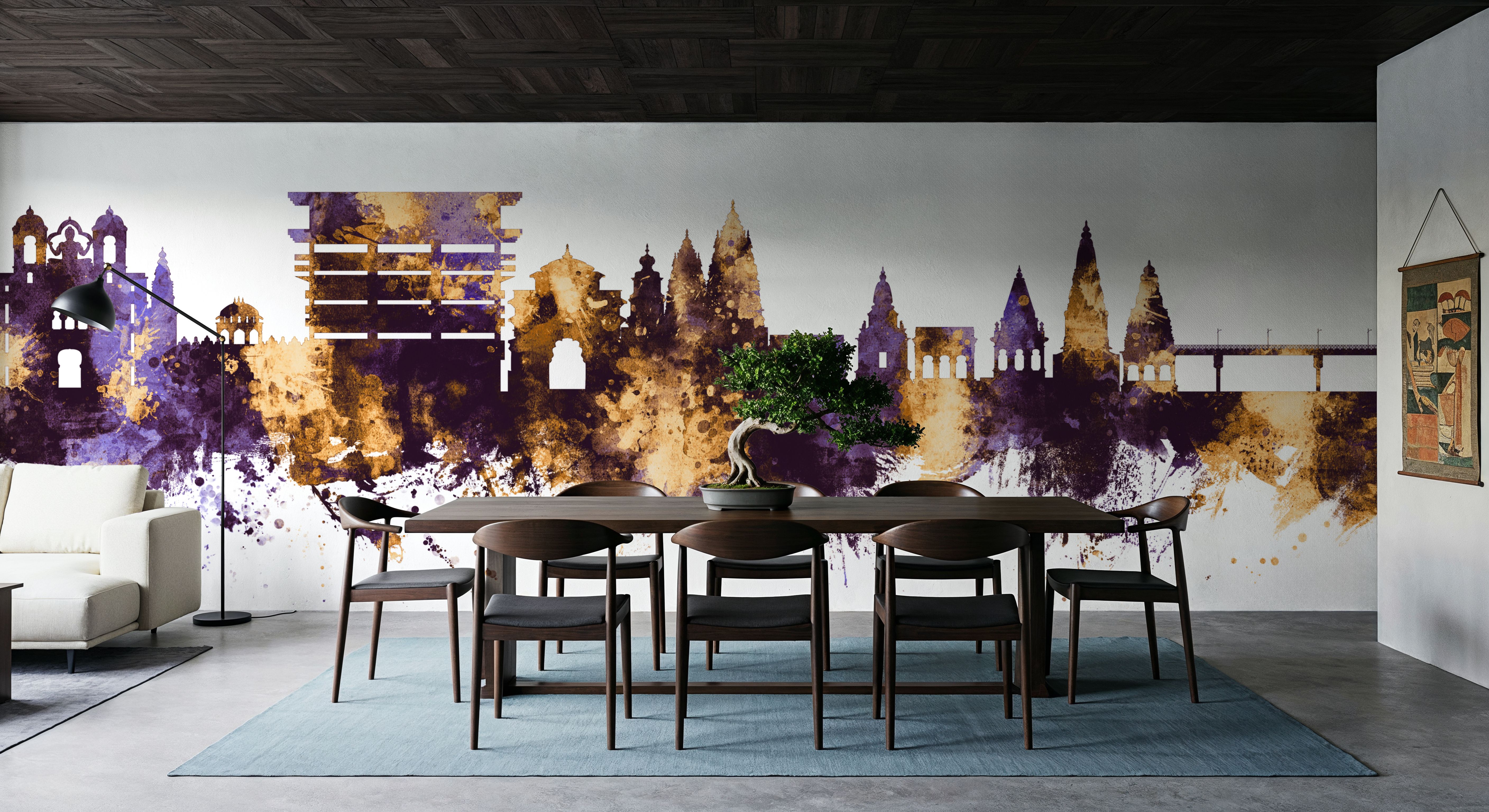 Pandharpur India Skyline Purple & Gold