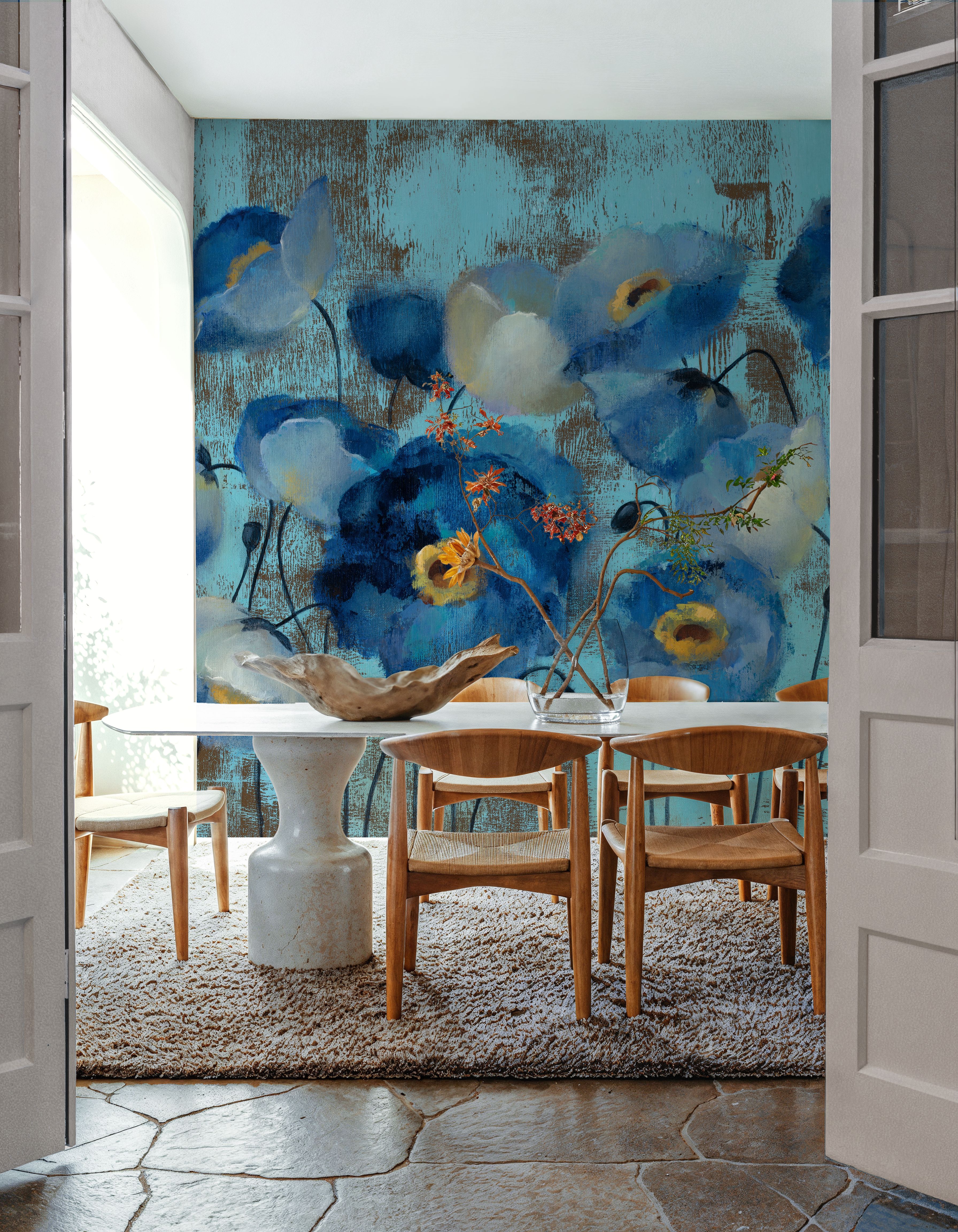 Aquamarine Floral on Blue
