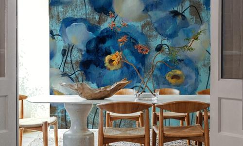 Aquamarine Floral on Blue