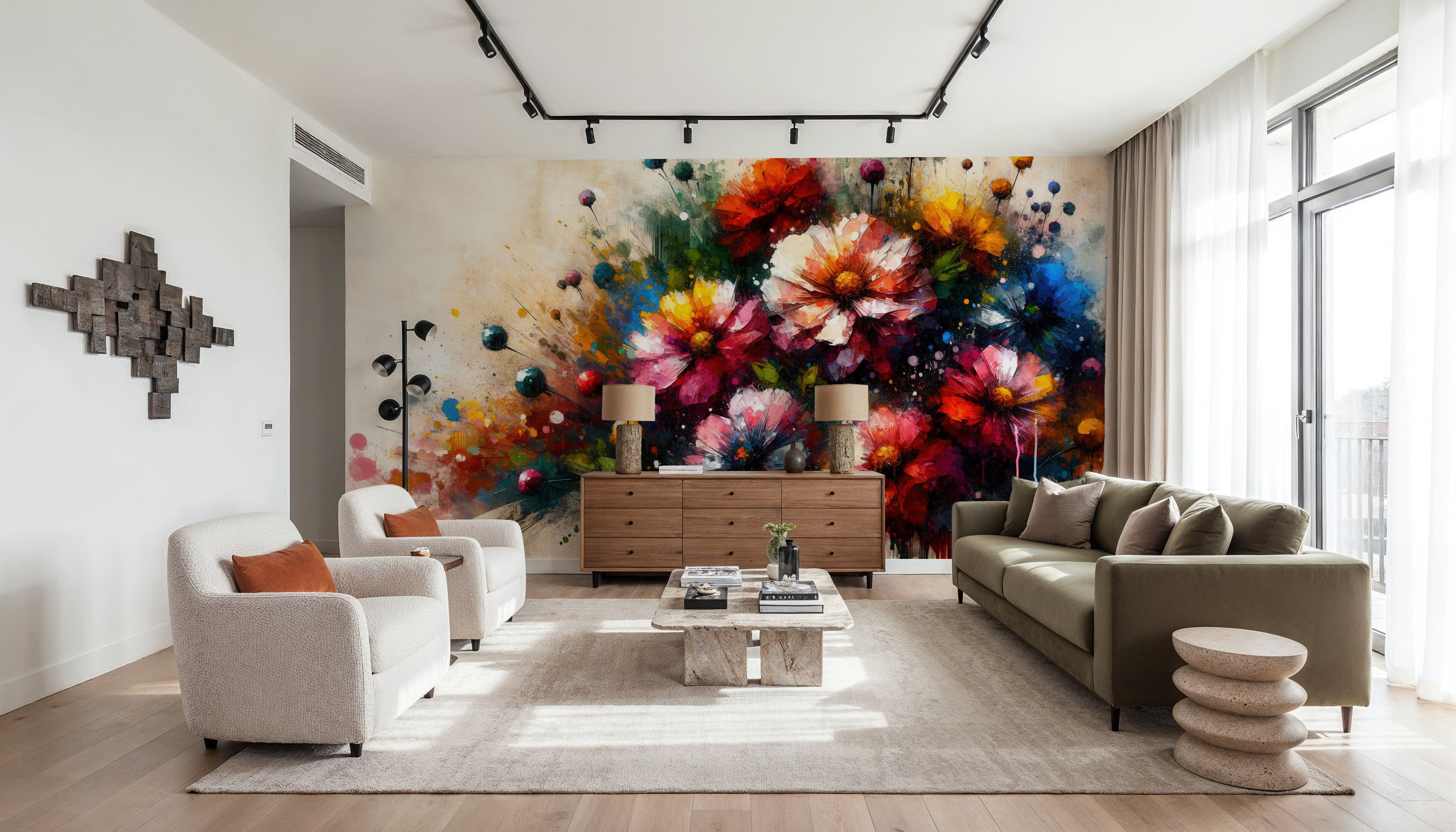 Watercolor Colorful Garden, Behang