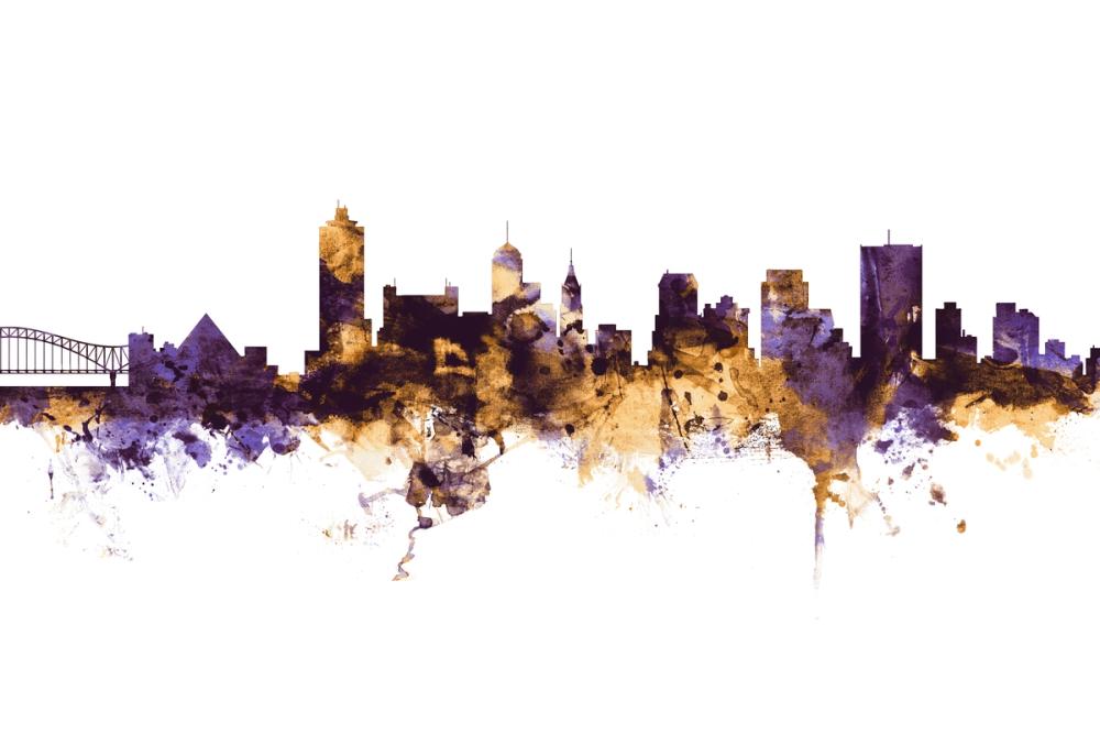 Memphis Tennessee Skyline Purple & Gold