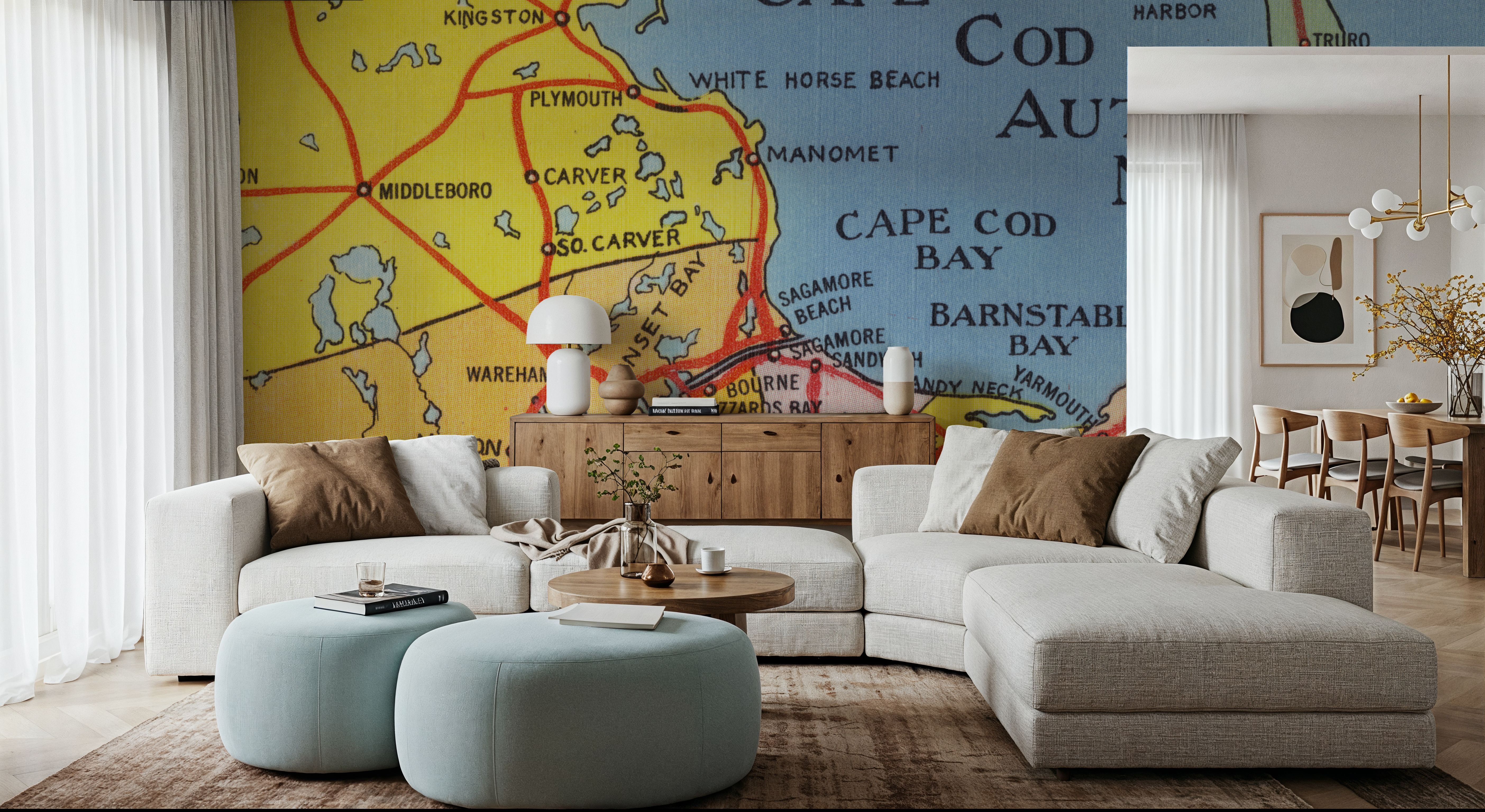 Greetings from Cape Cod Map - Screenprint Postcard