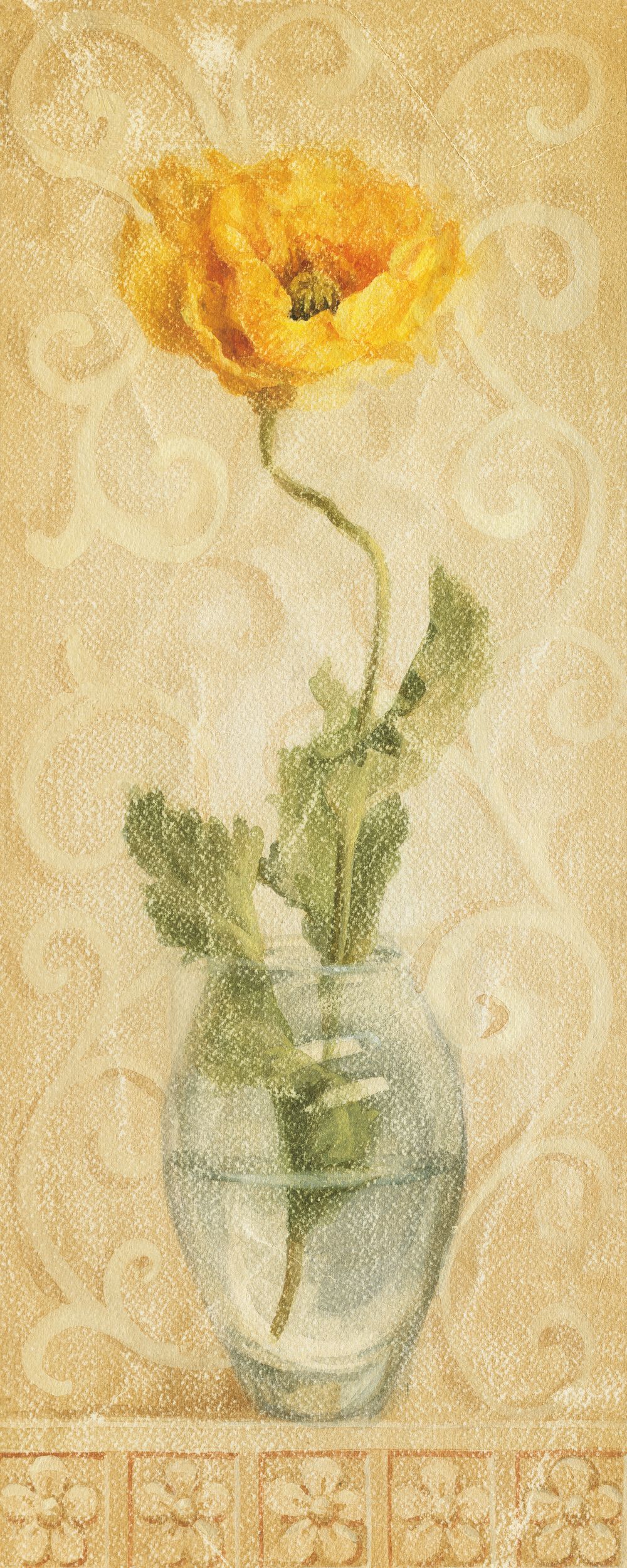 Vintage Poppy in Glass Vase