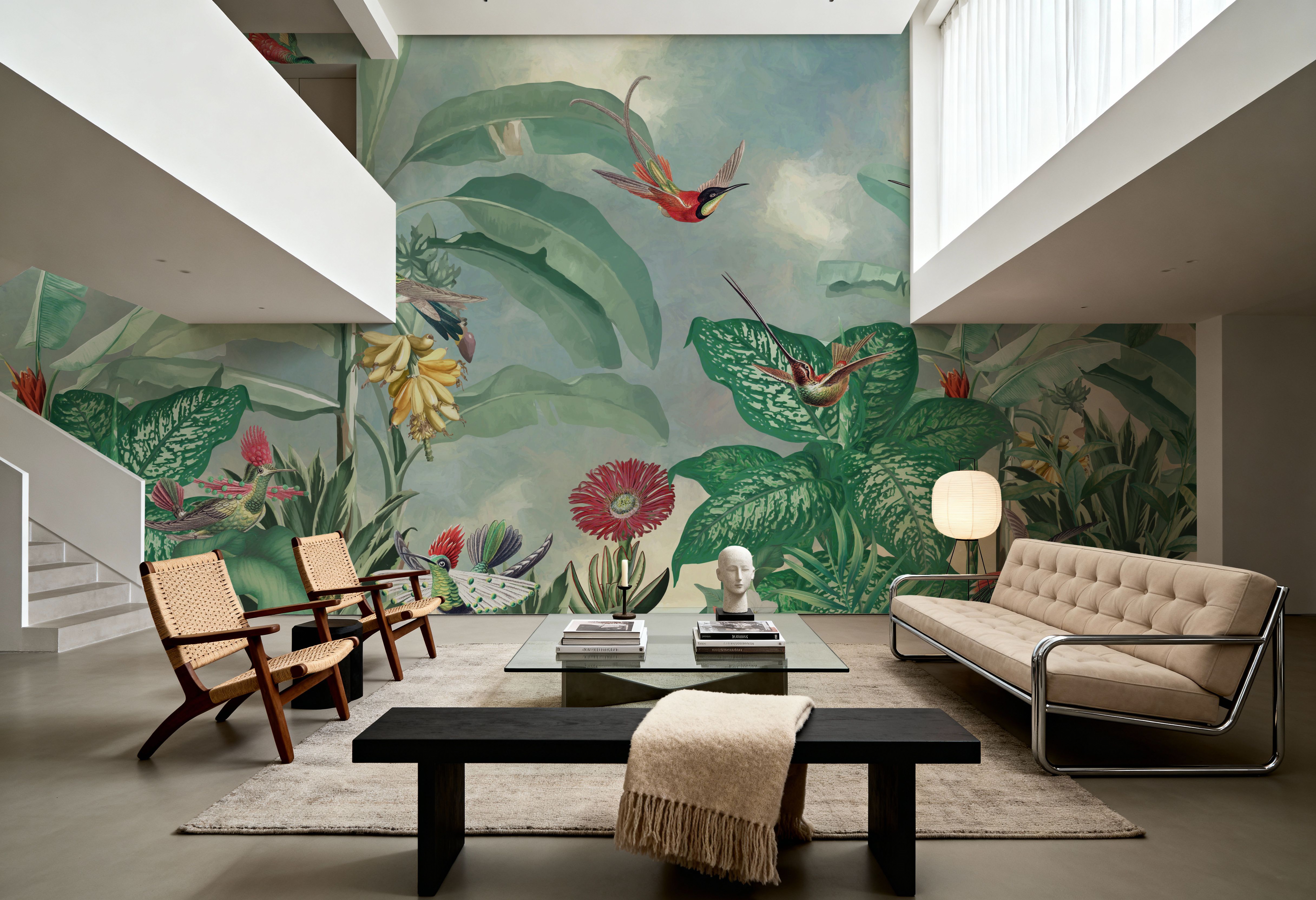 Birds of Paradise Green, Wallpaper