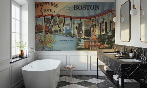 Greetings from Massachusetts - Screenprint Postcard