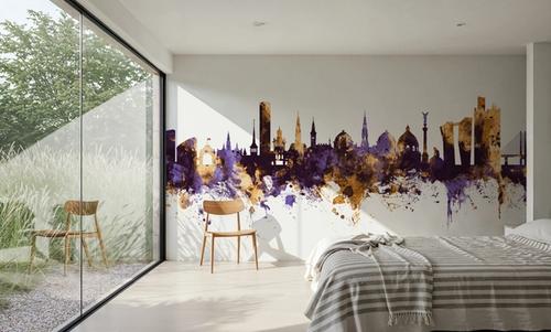 Copenhagen Skyline Purple & Gold