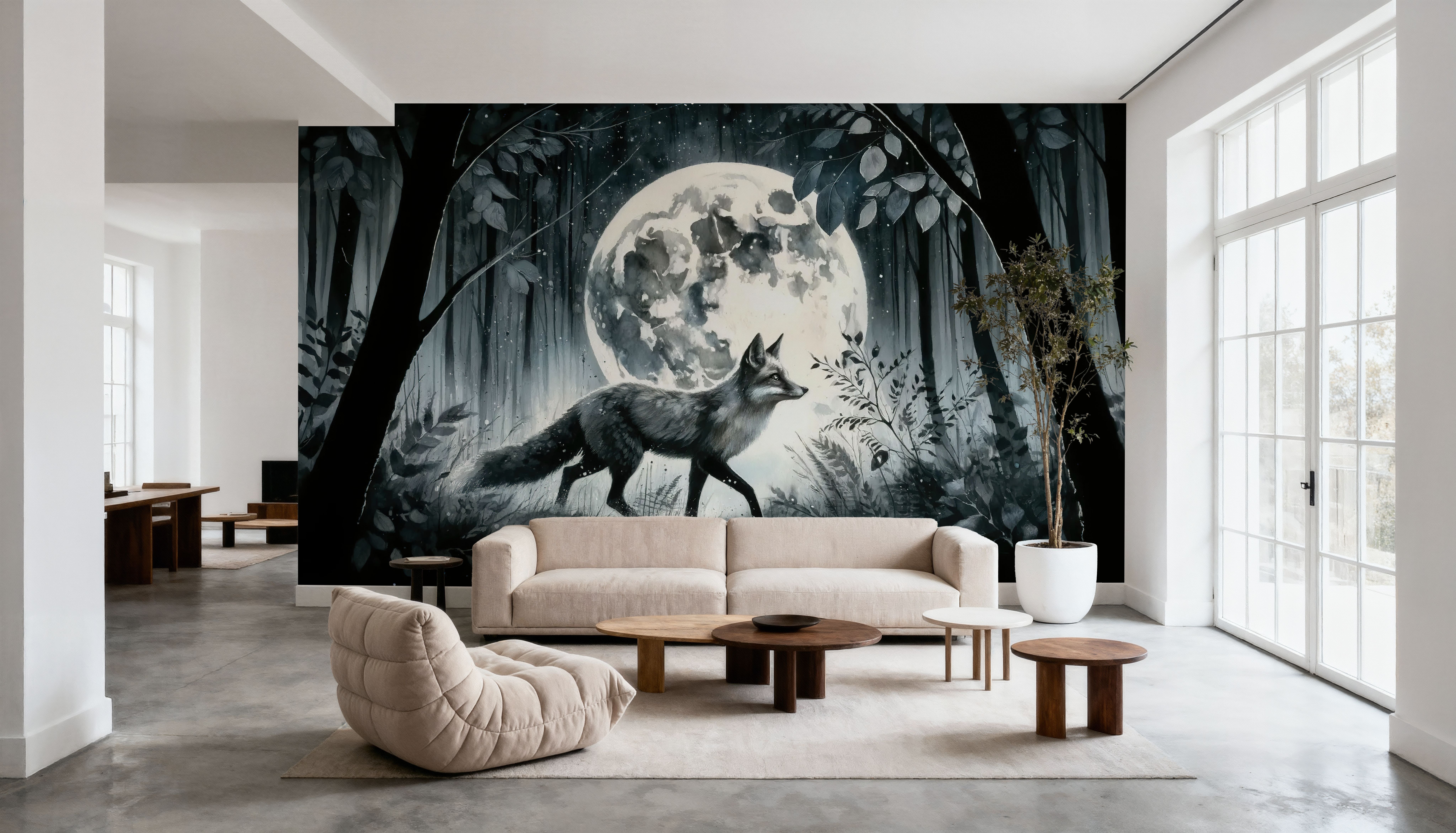 Moonlit Solitude in the Midnight Forest