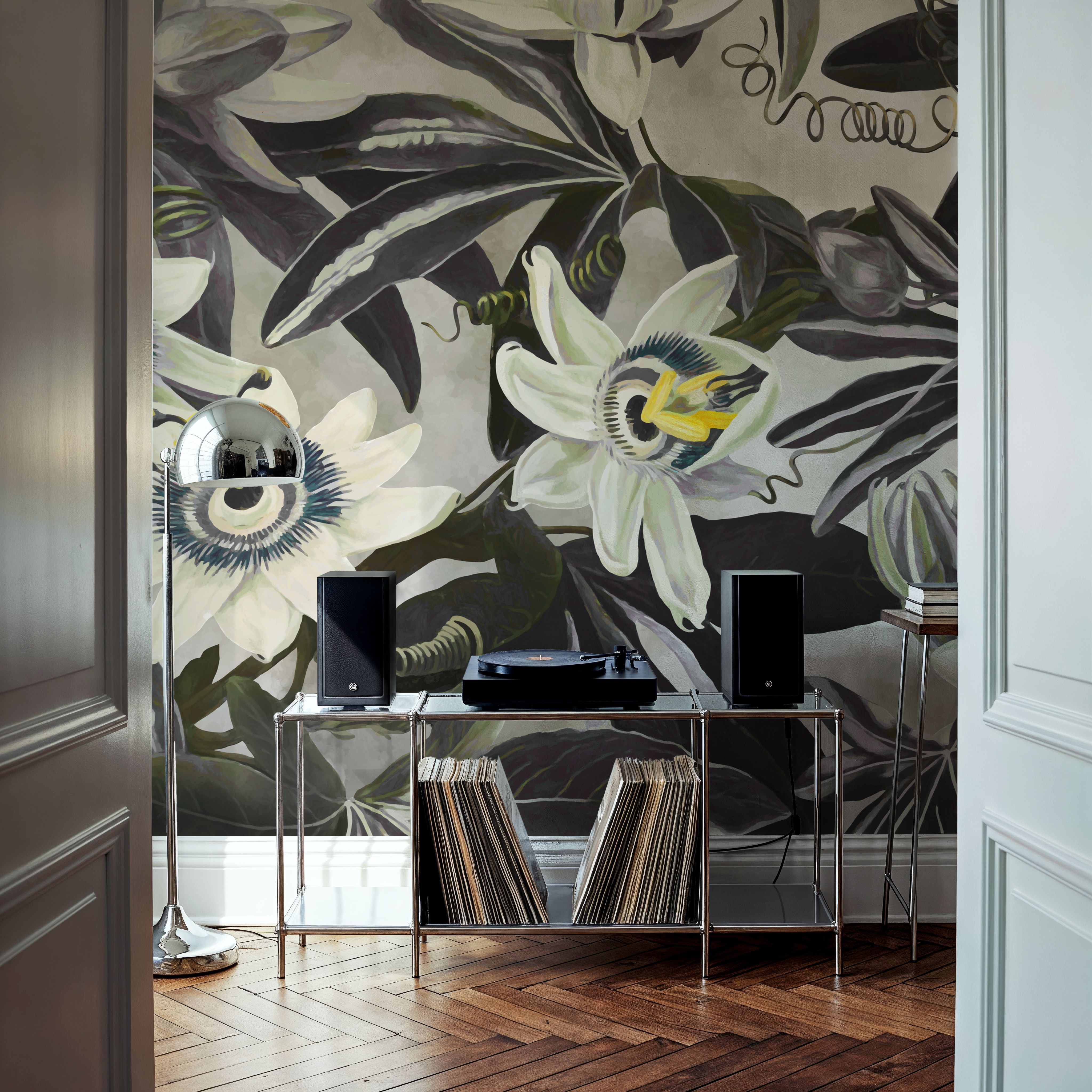 White Passiflora Yellow Green