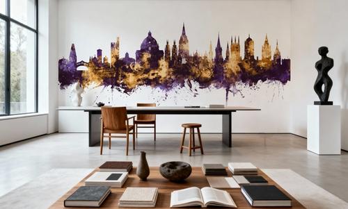 Oxford England Skyline Purple & Gold