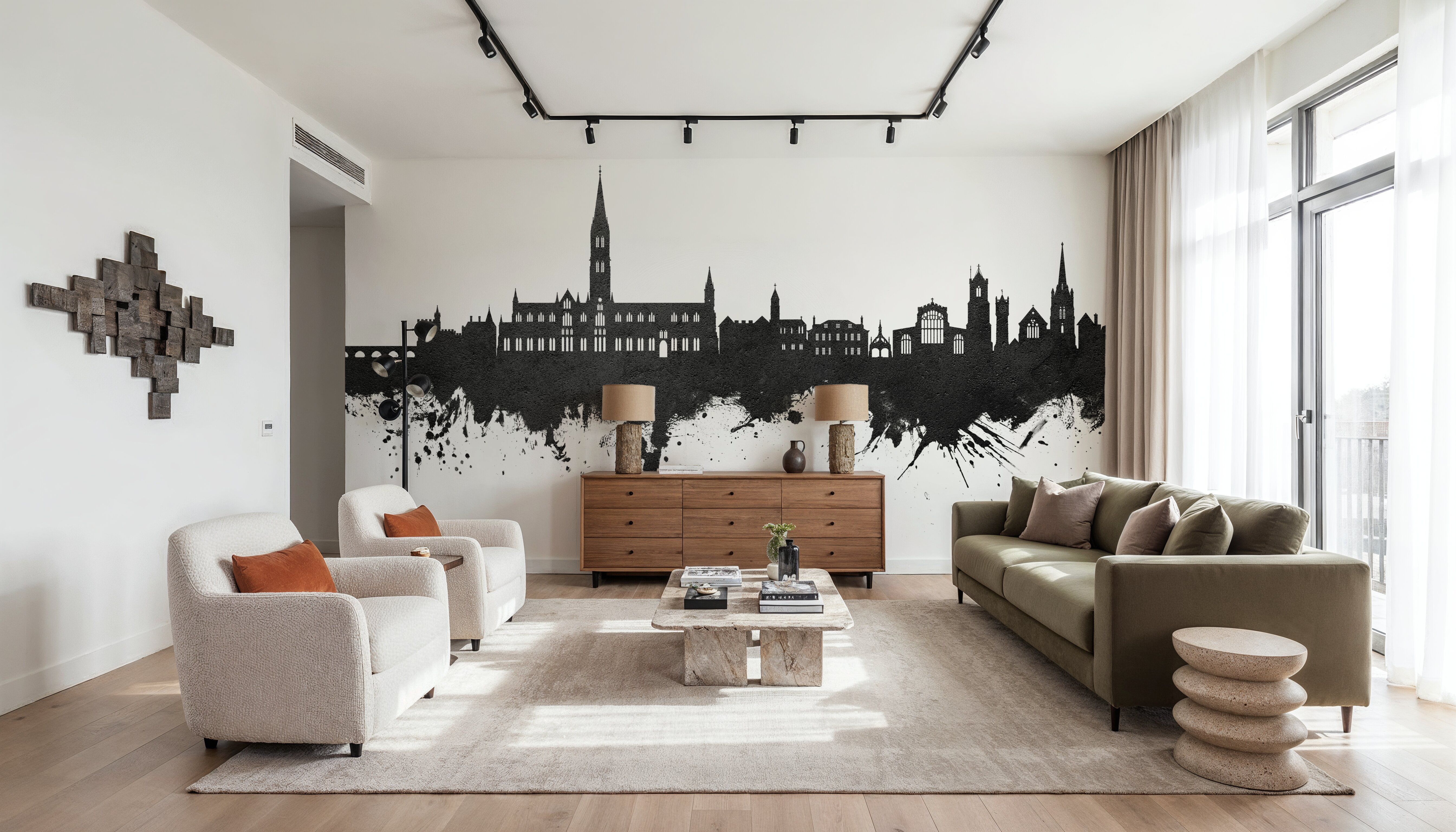 Salisbury England Skyline Black & White