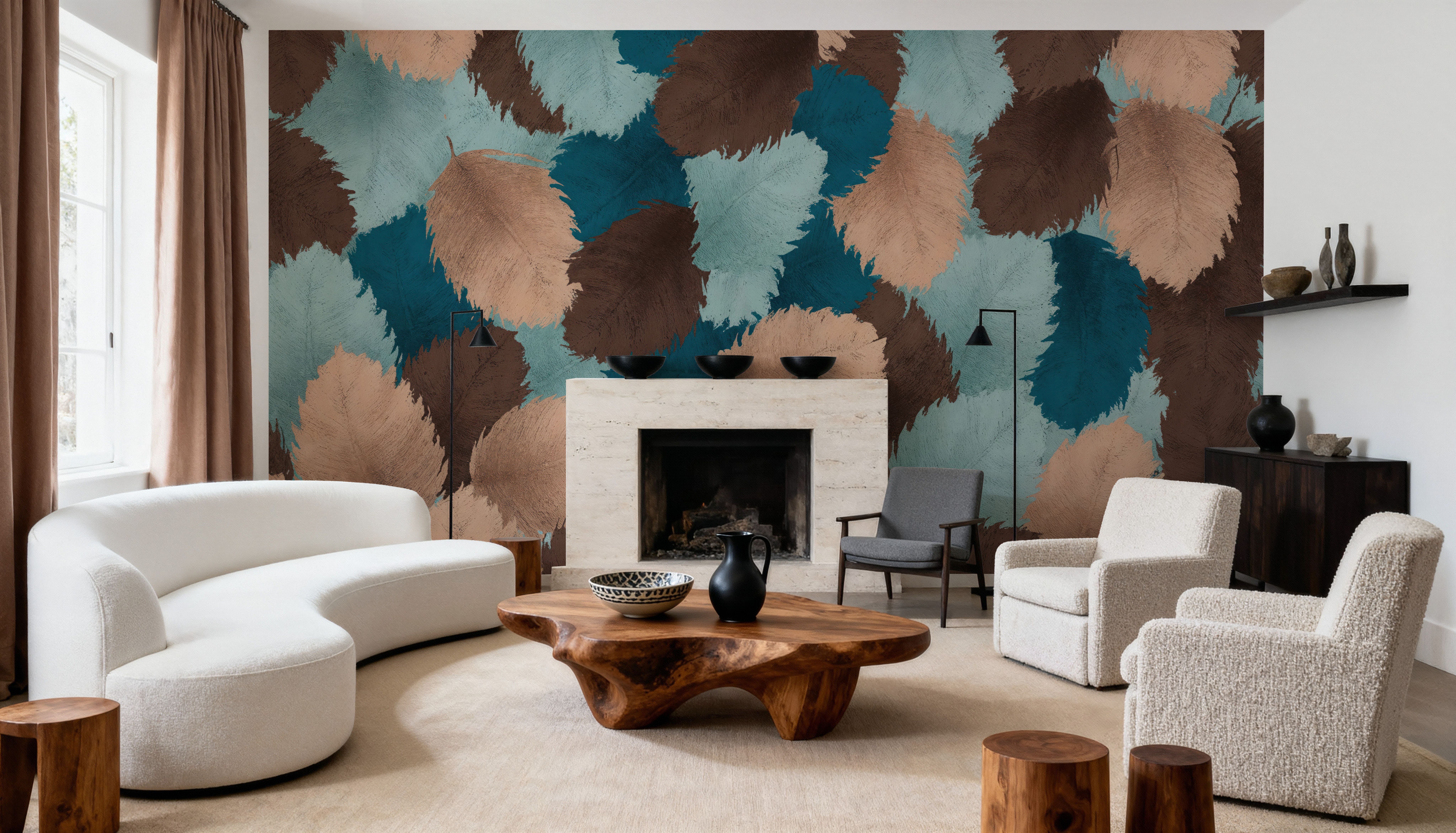 Dodona, Teal, Wallpaper