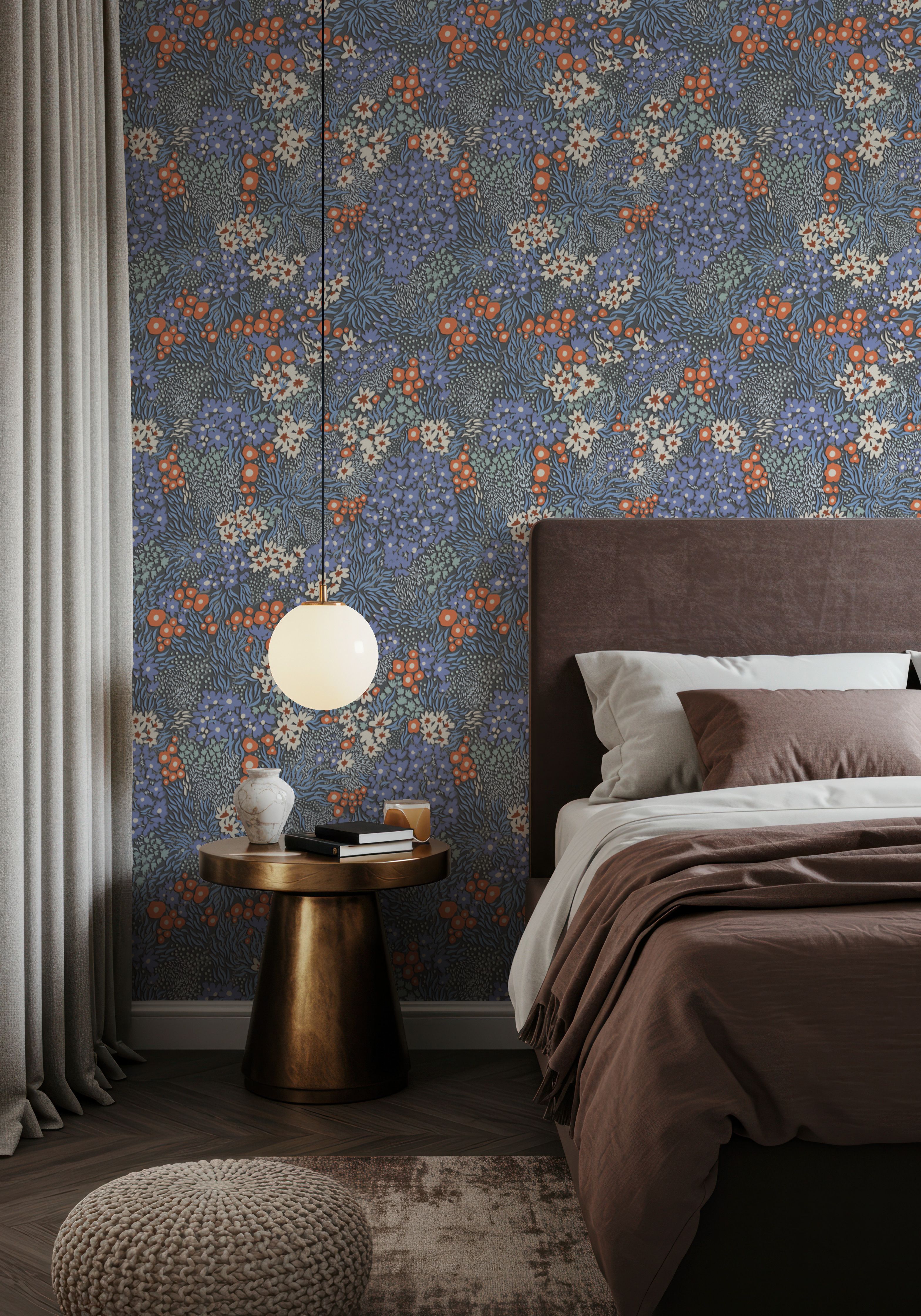 Floral Sparklers, Periwinkle, Tapetti