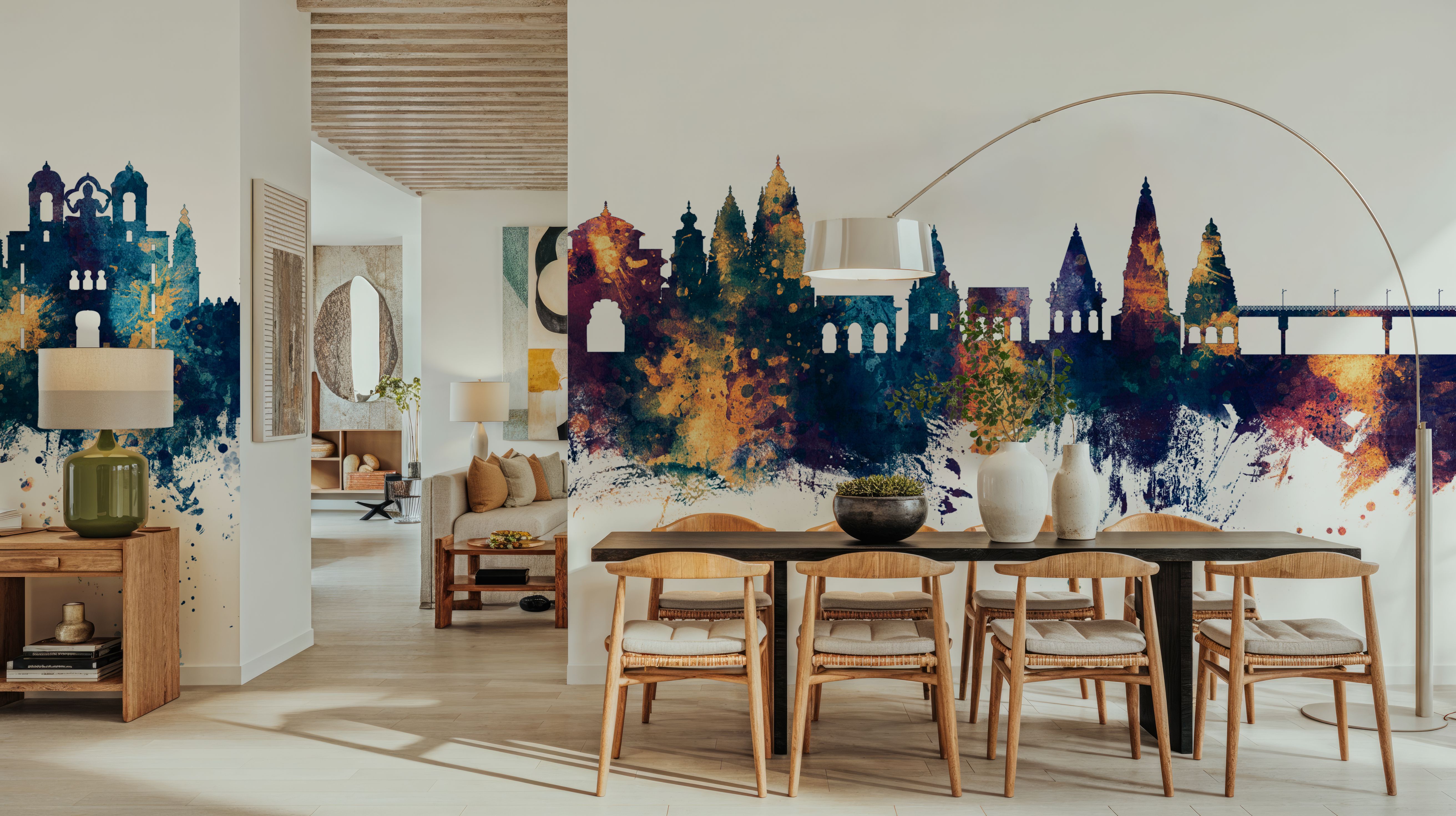 Pandharpur India Skyline Blue & Bronze