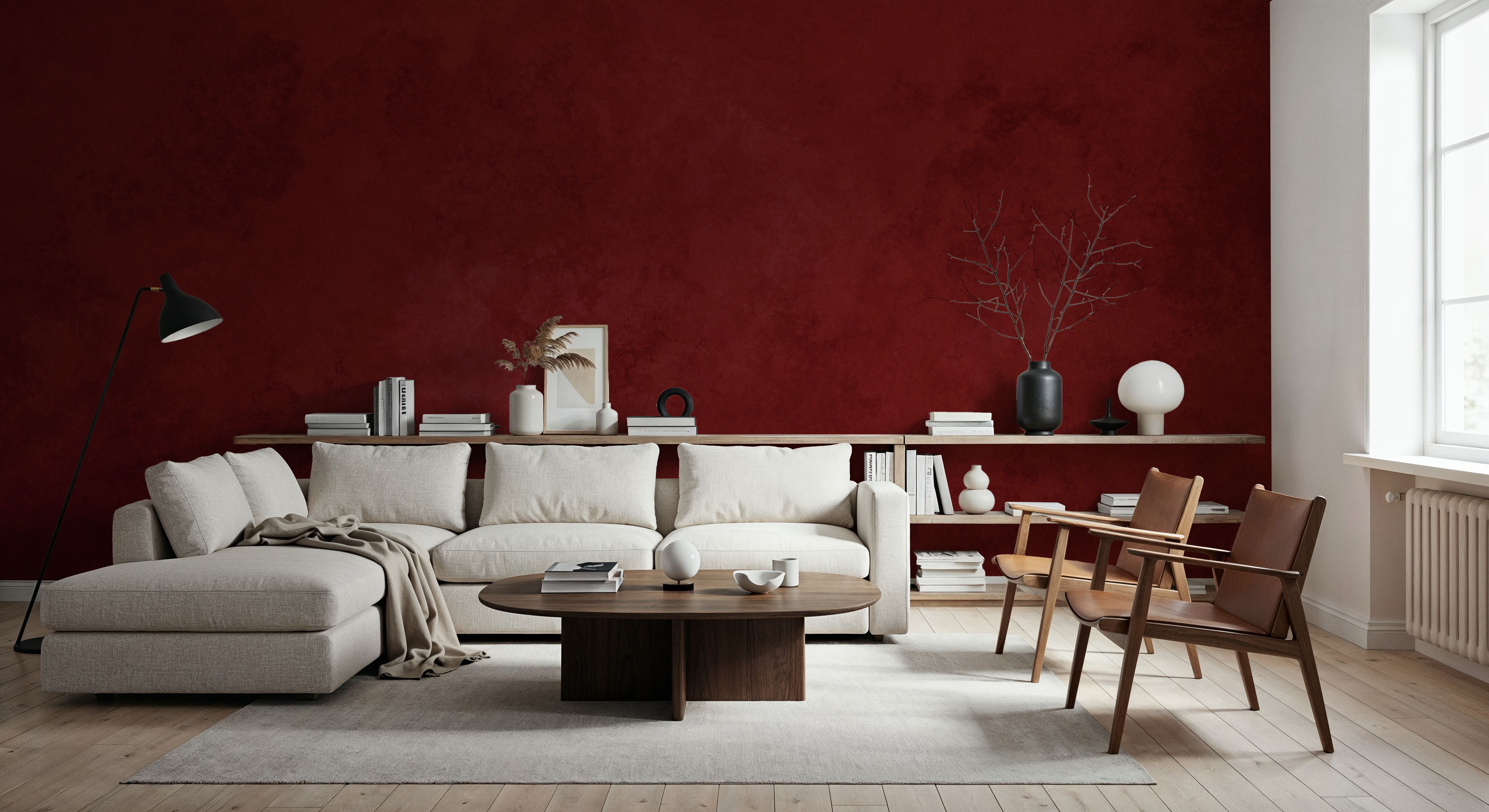 Subtle Plaster Wall, Cherry Red