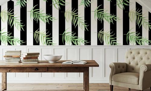 Black & White Stripe Leaves