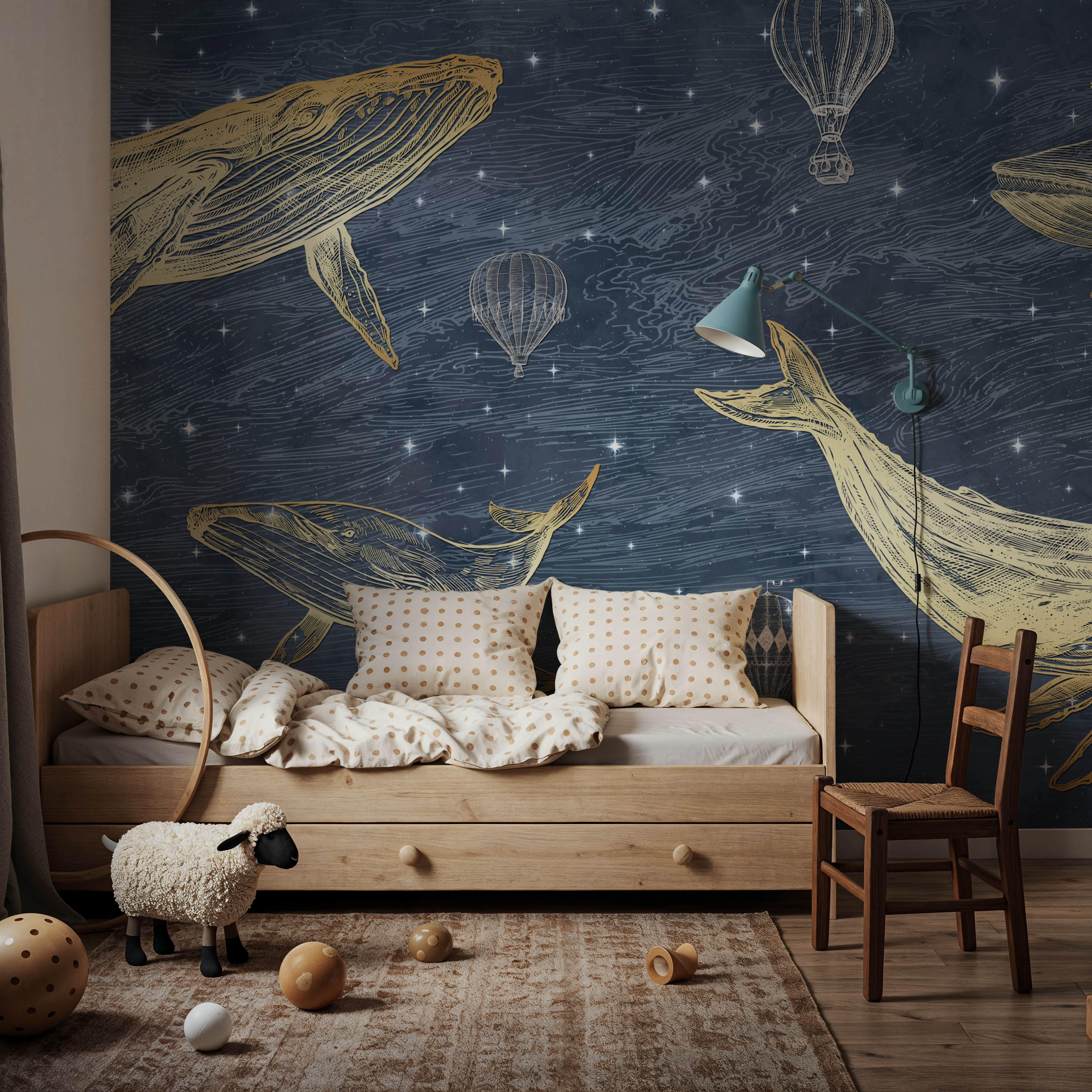 Whales in The Sky with Balloons, Washed