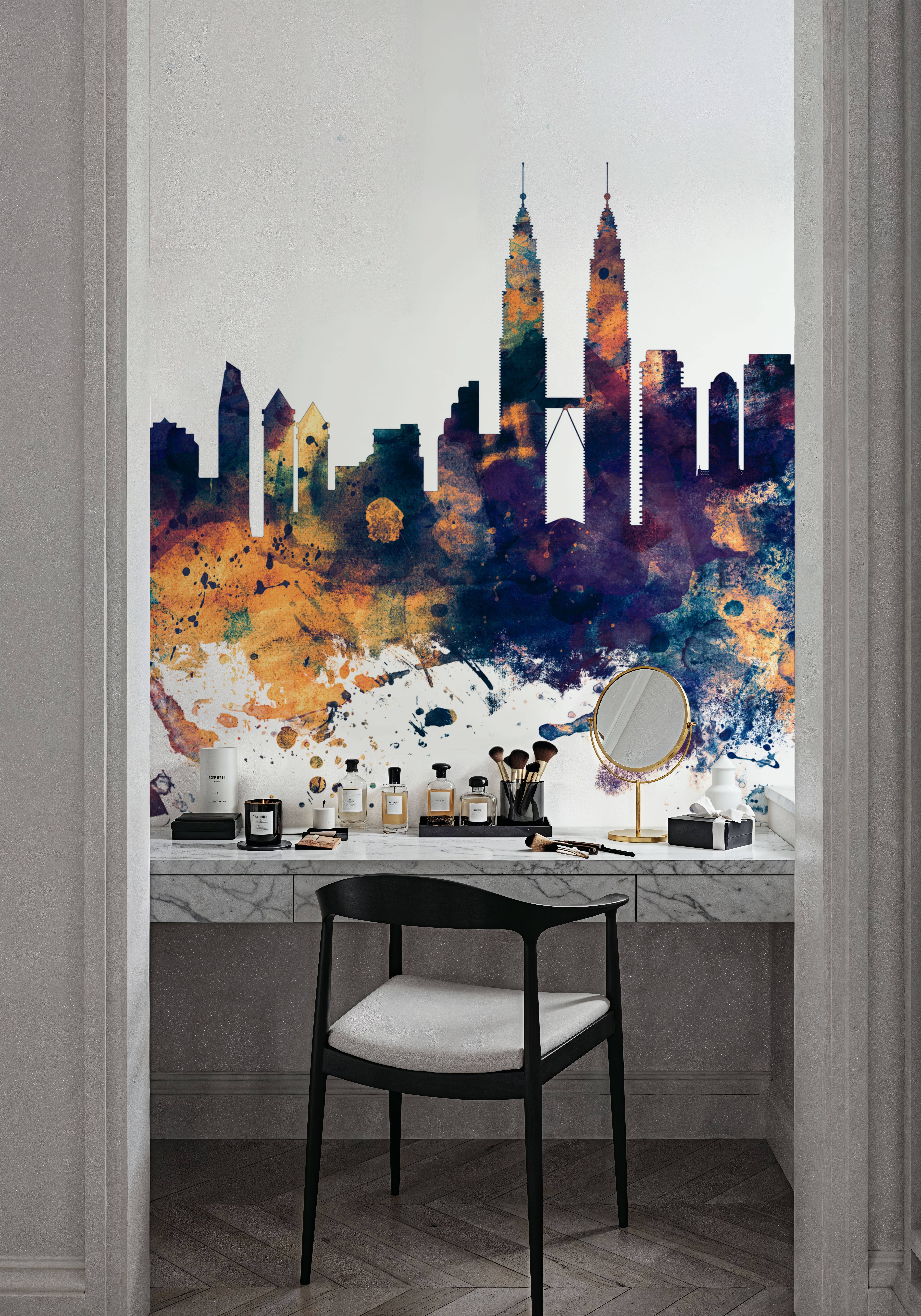 Kuala Lumpur Skyline Blue & Bronze