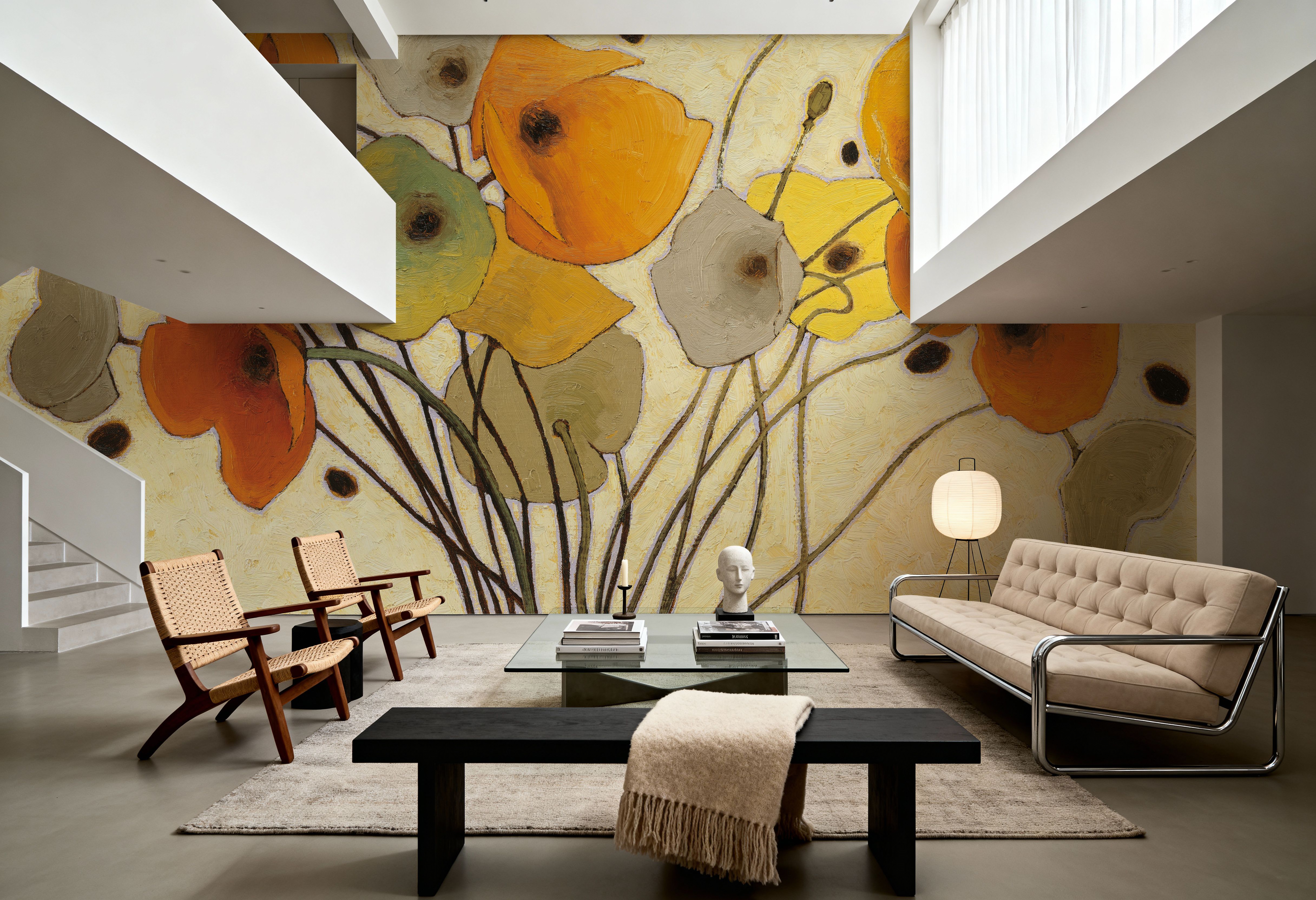 Pumpkin Poppies I wallpaper mural 100% PVC-free and non-toxic