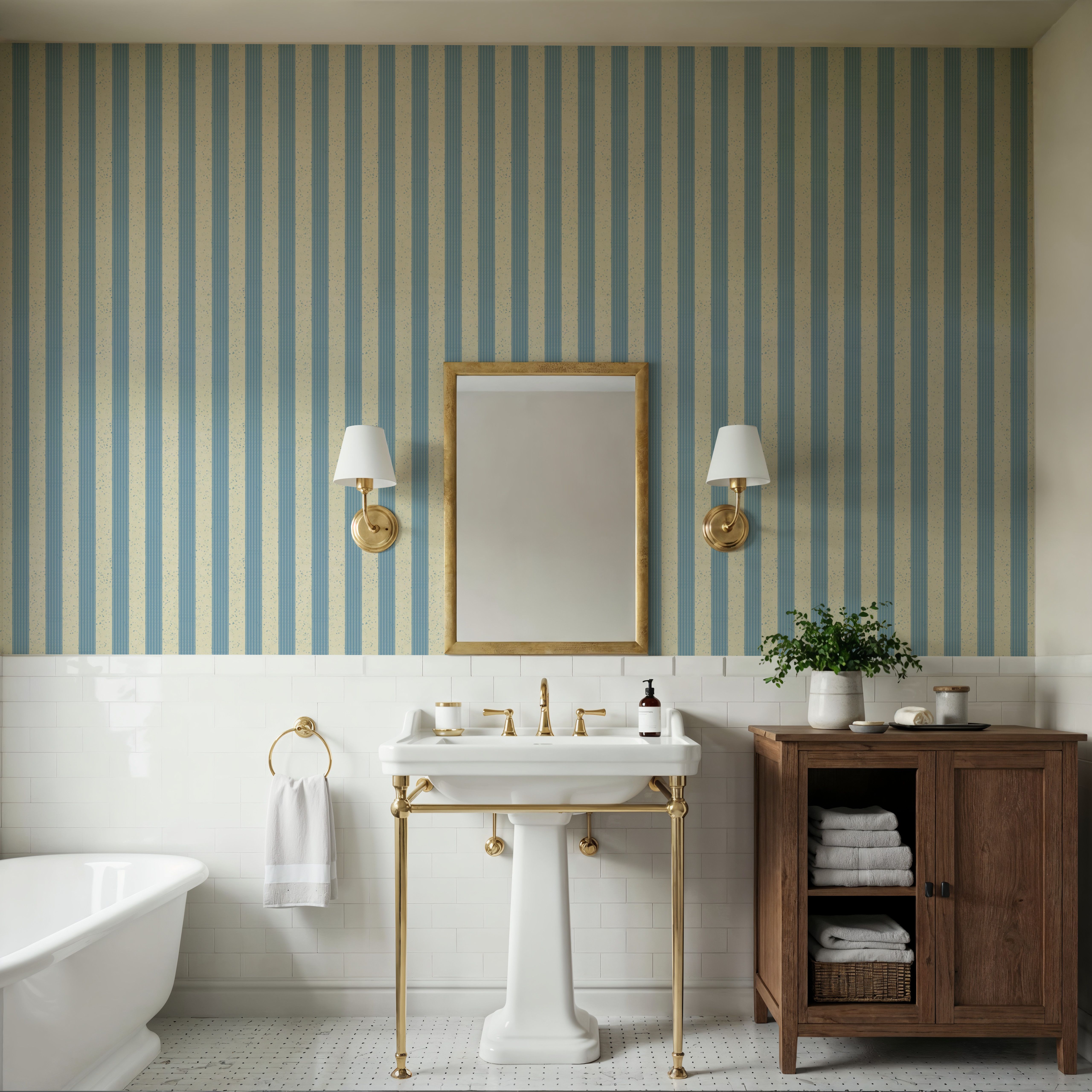Ticking Awning Stripes, Baby Blue