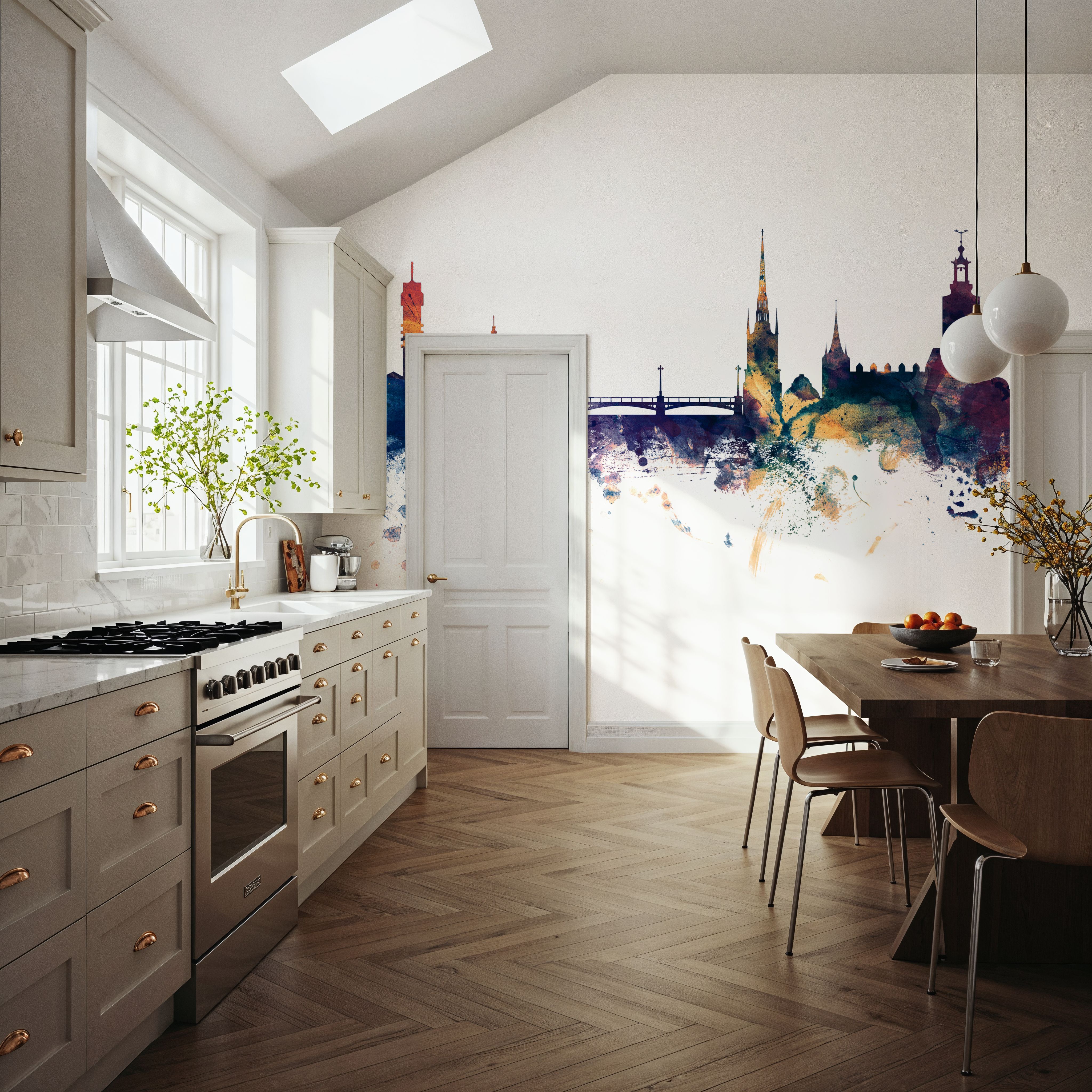 Stockholm Skyline Blue & Bronze