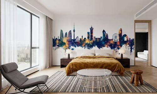 Baku Skyline Blue & Bronze