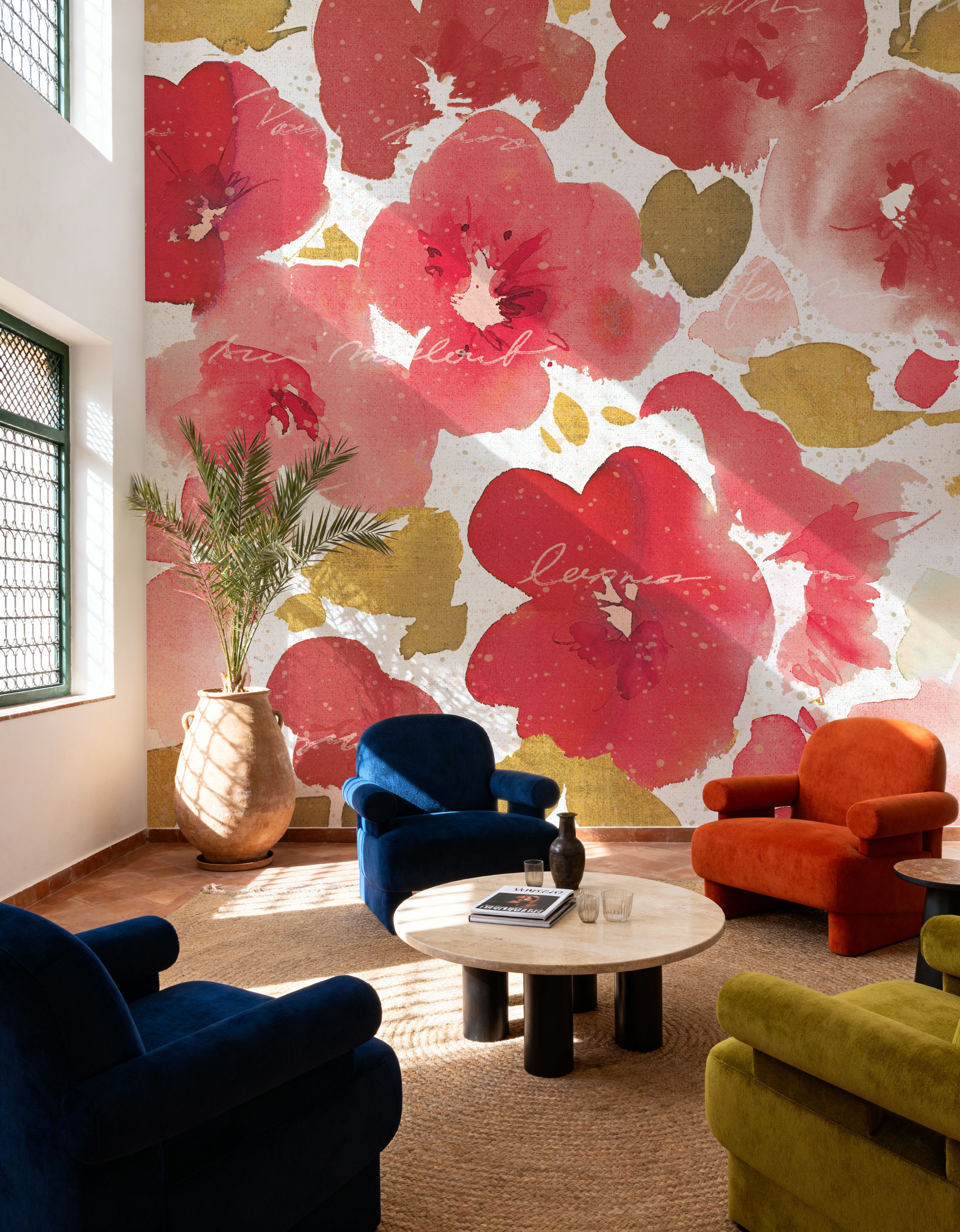 Floral Flow I Red Gold