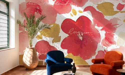 Floral Flow I Red Gold