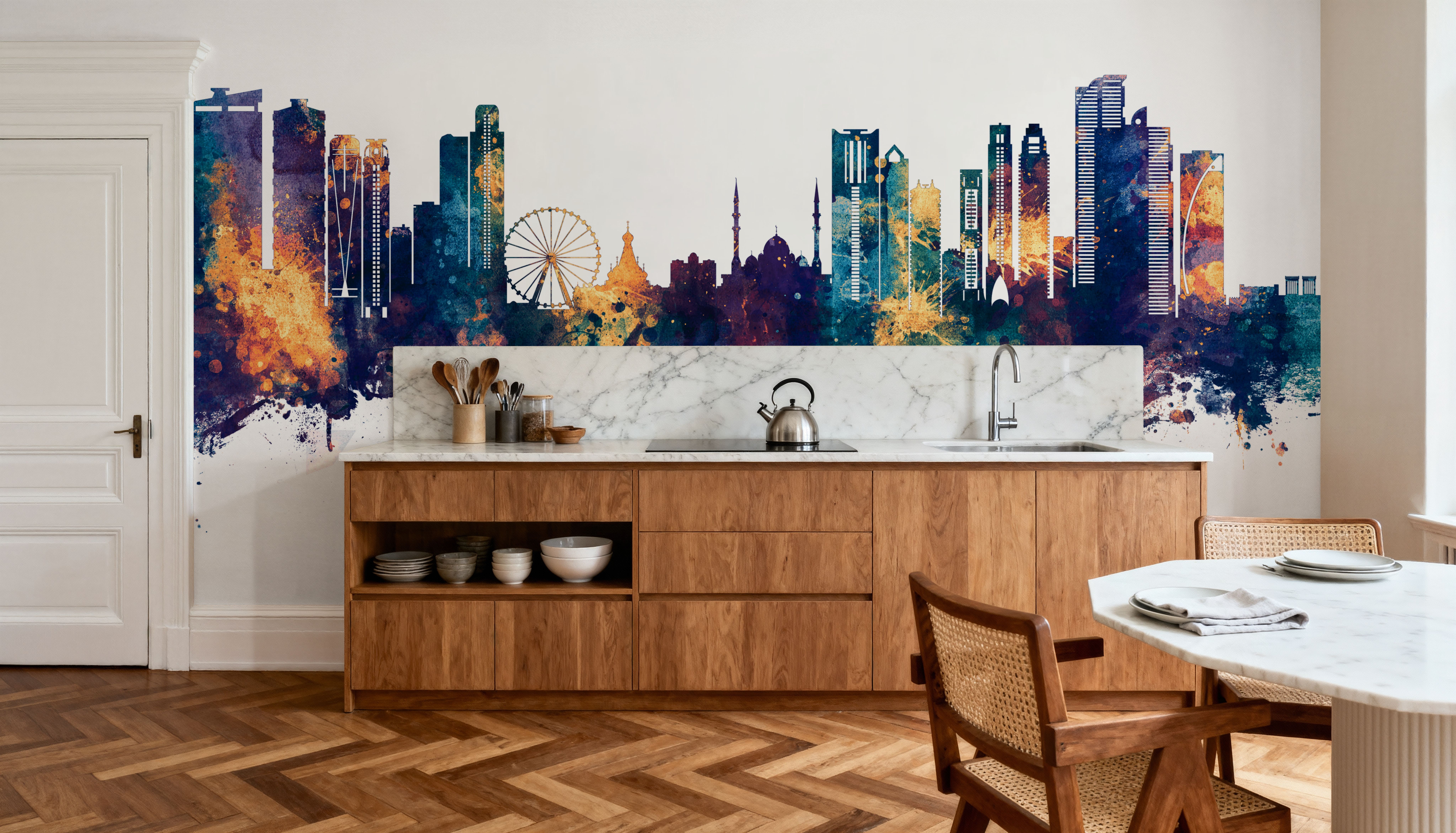 Sharjah Skyline Blue & Bronze